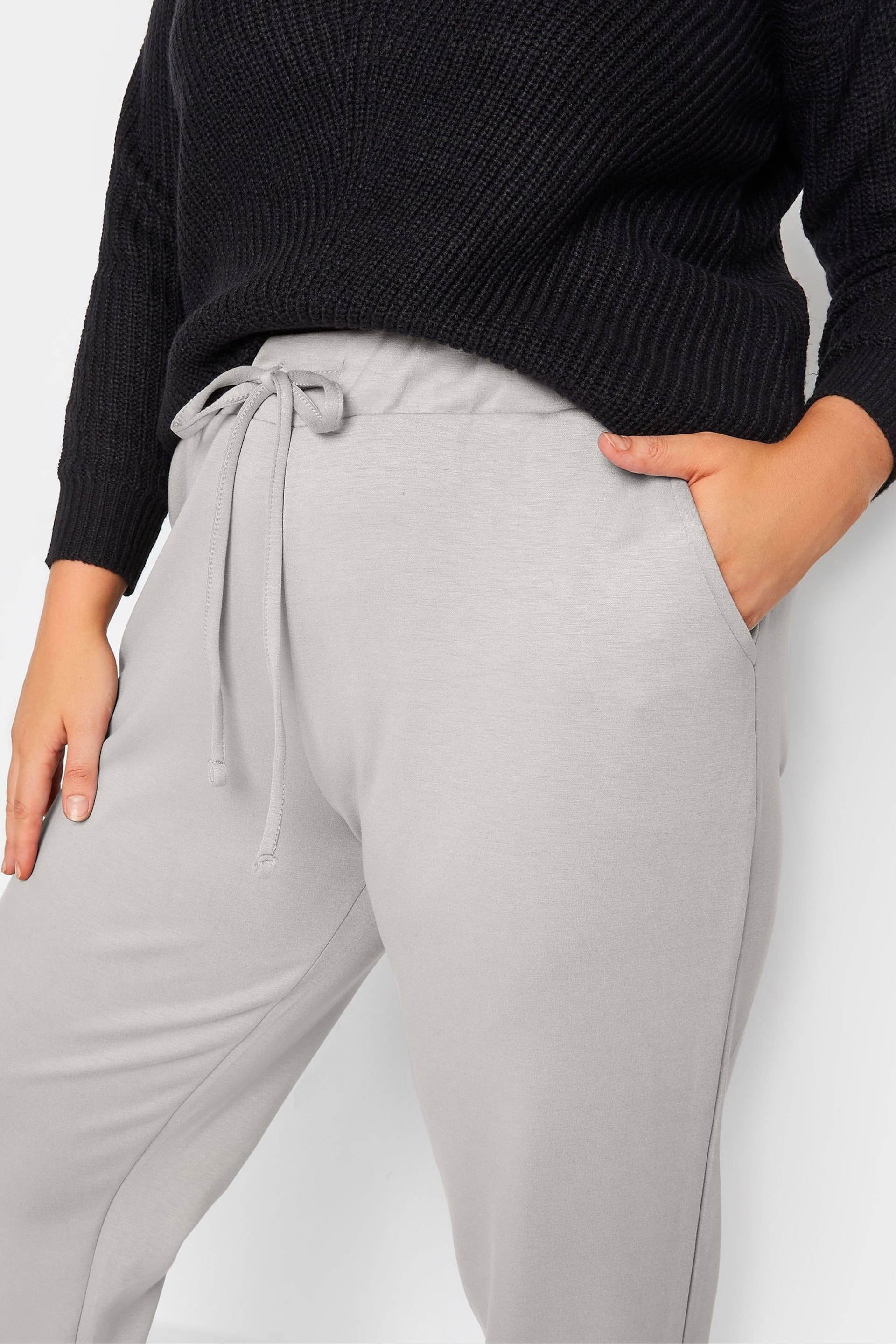 Yours Curve Grey Elasticated Cuff Side Pocket Trousers - Image 3 of 3