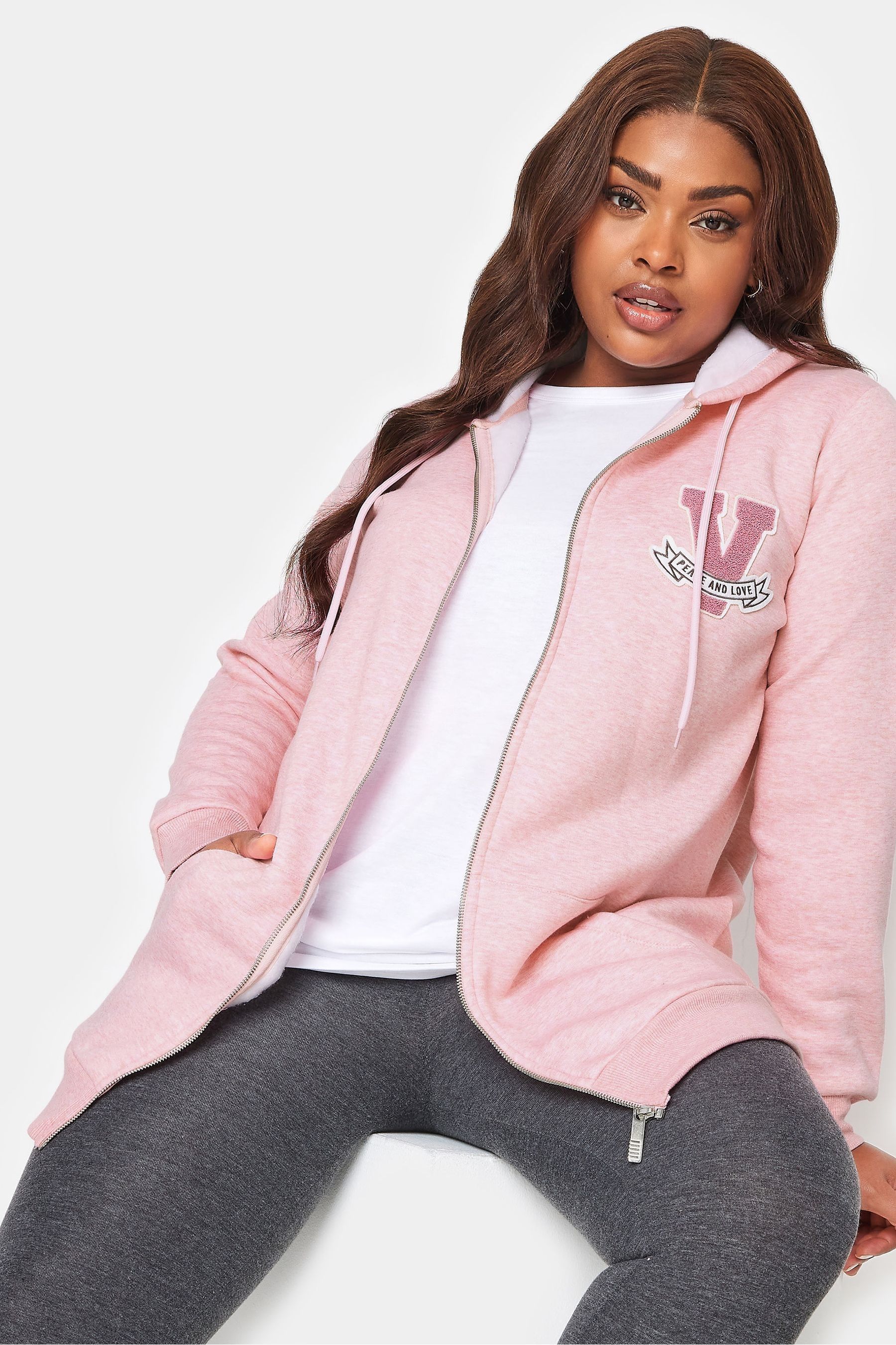 Pink embroidered hoodie cheap