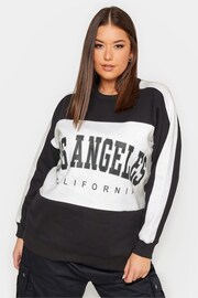 Yours Curve Black Crew Neck Varsity Sweatshirt - Image 1 of 4