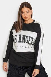 Yours Curve Black Crew Neck Varsity Sweatshirt - Image 3 of 4