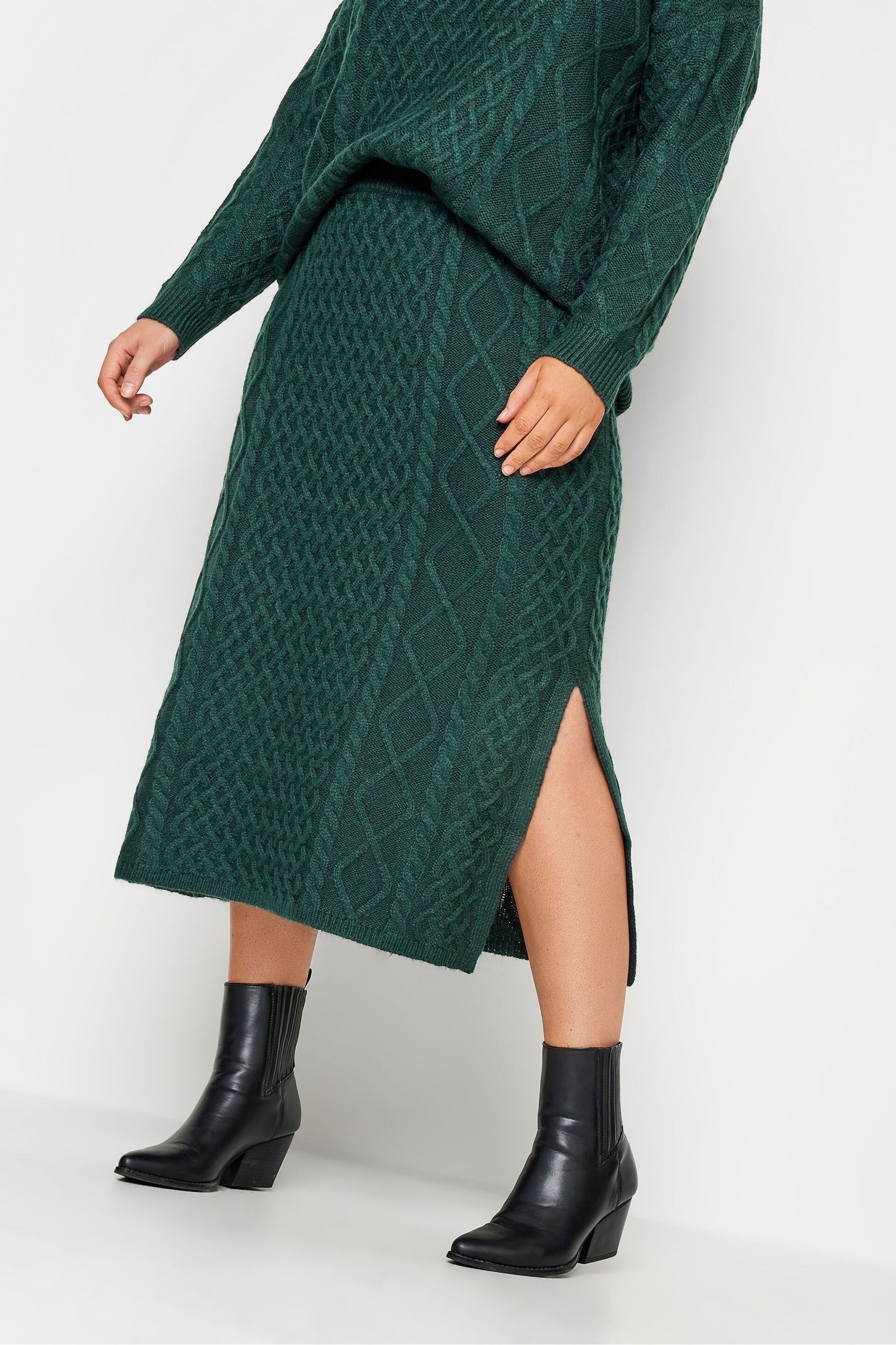 Yours Curve Green Cable Skirt - Image 1 of 4