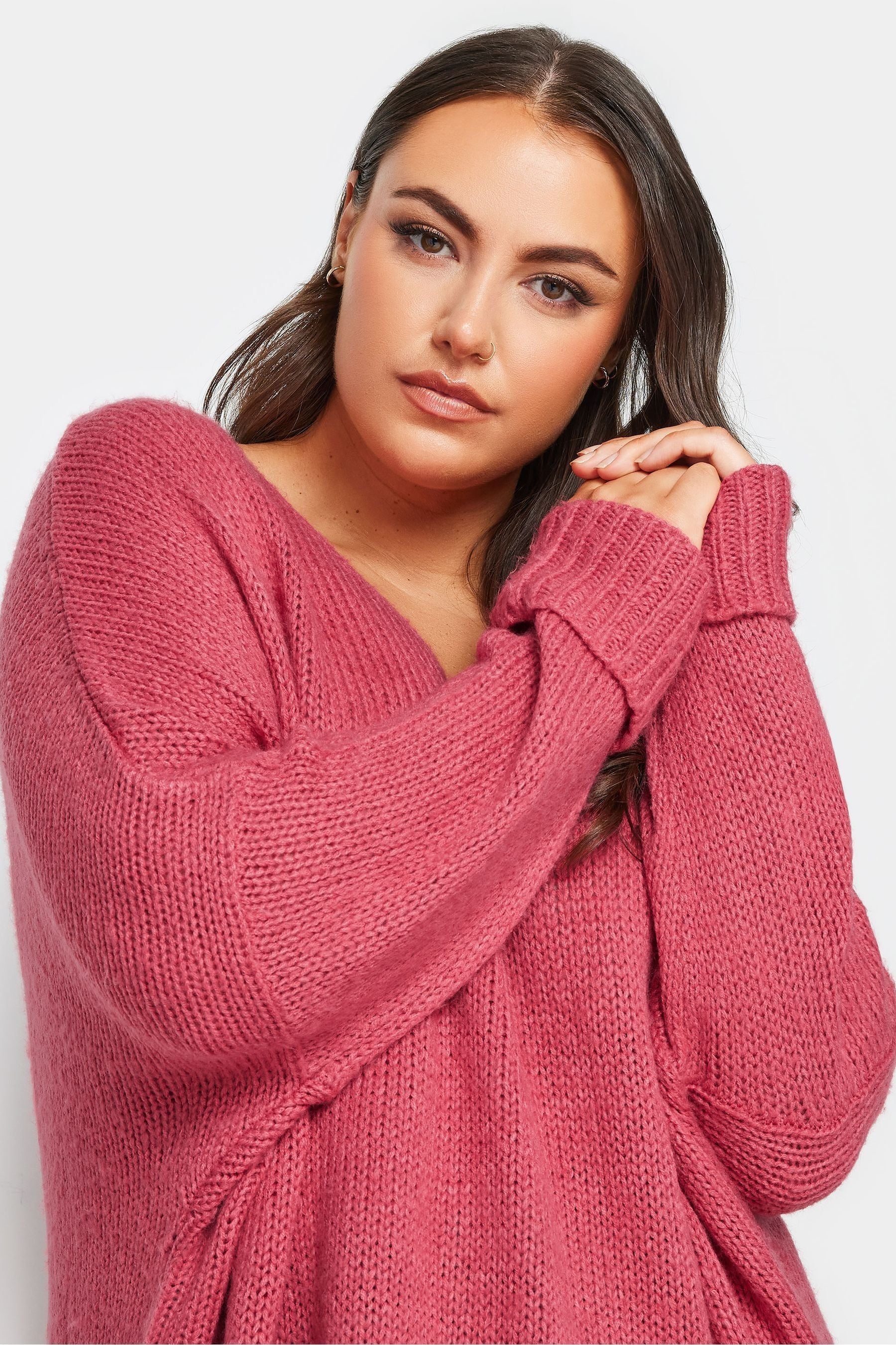 Buy Yours Curve Pink Mossy Yarn Tunic Dress from Next Luxembourg