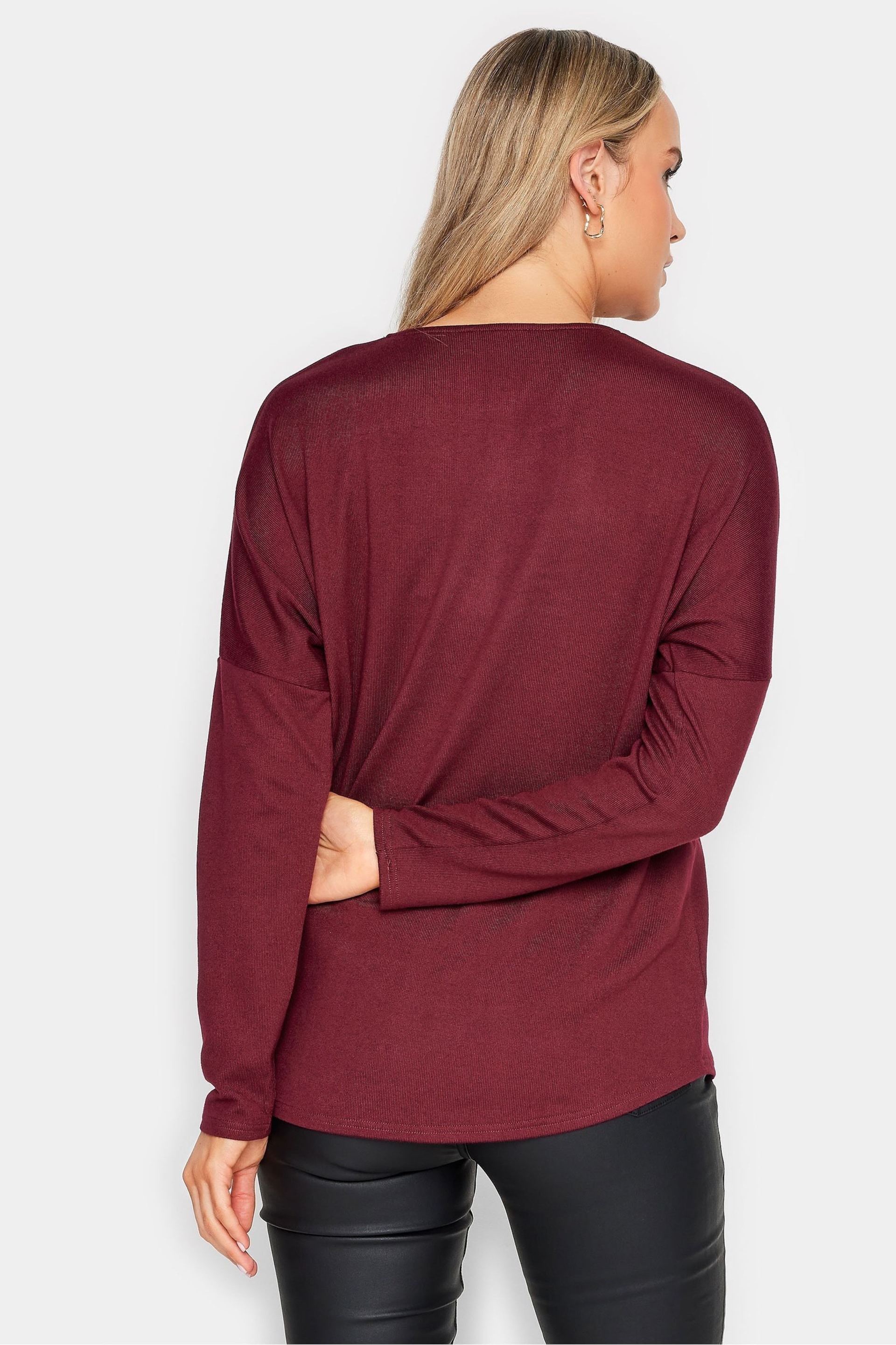 Long Tall Sally Red Zip Front Long Sleeve Top - Image 2 of 5