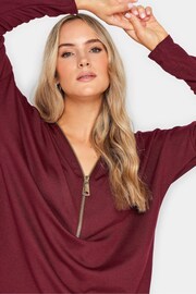 Long Tall Sally Red Zip Front Long Sleeve Top - Image 4 of 5