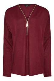 Long Tall Sally Red Zip Front Long Sleeve Top - Image 5 of 5