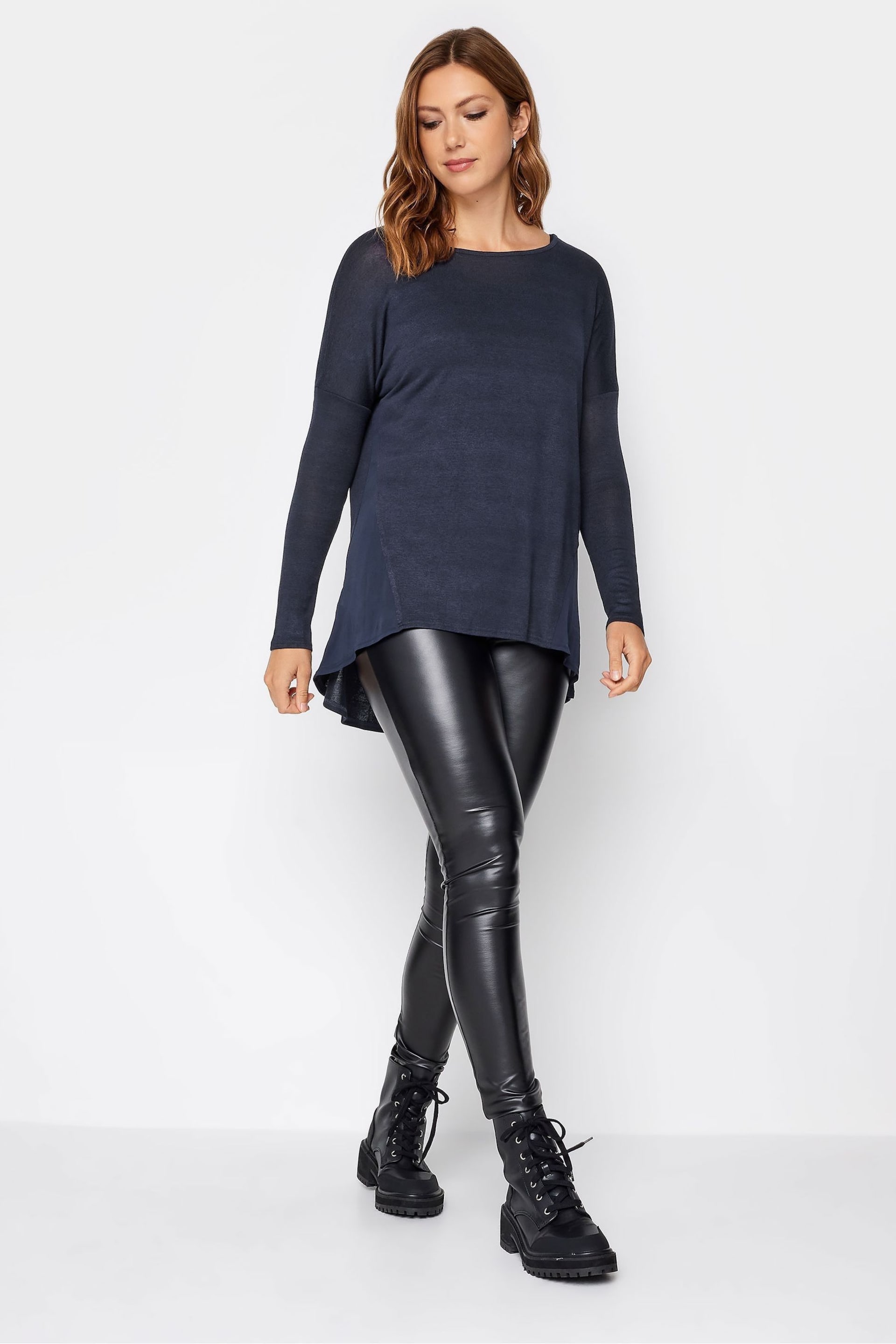 Long Tall Sally Blue Long Sleeve Dipped Hem Jumper - Image 3 of 4