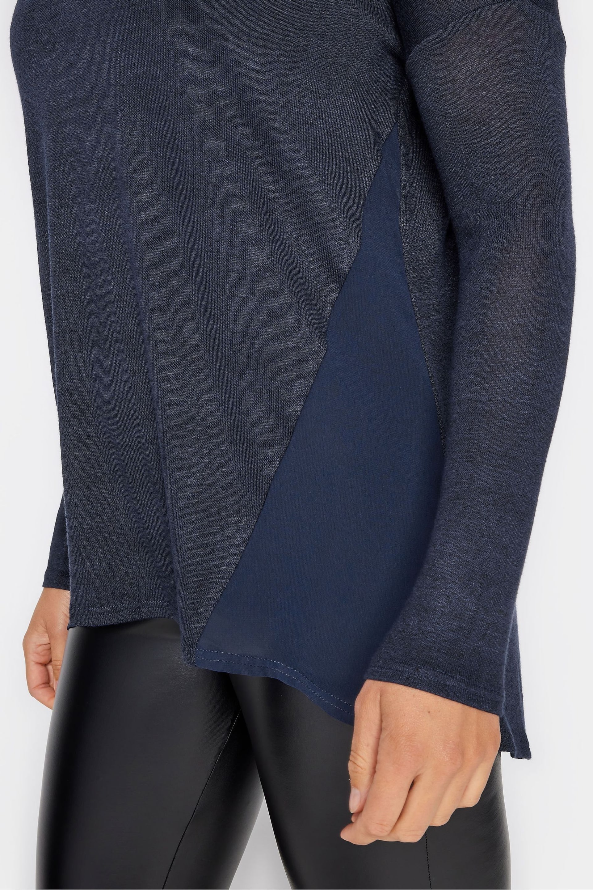 Long Tall Sally Blue Long Sleeve Dipped Hem Jumper - Image 4 of 4