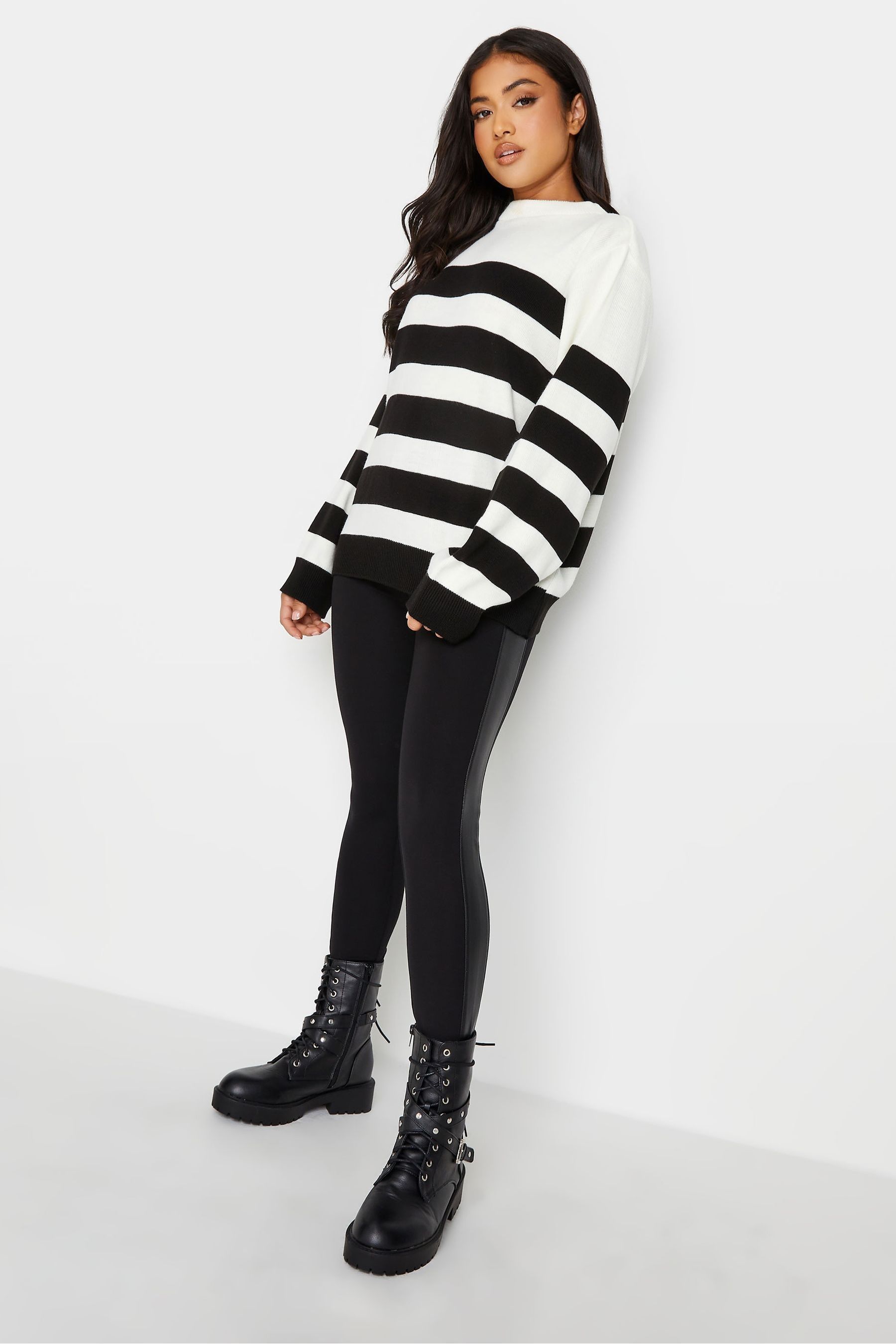 Buy PixieGirl Petite Black PU Side Panel Leggings from Next Luxembourg