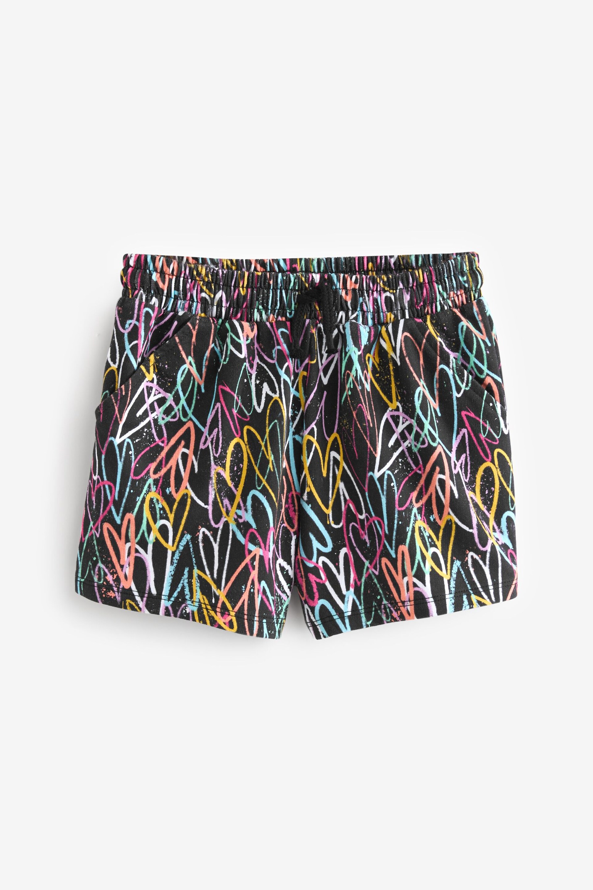 Black Graffiti Heart Jersey Shorts (3-16yrs) - Image 5 of 7