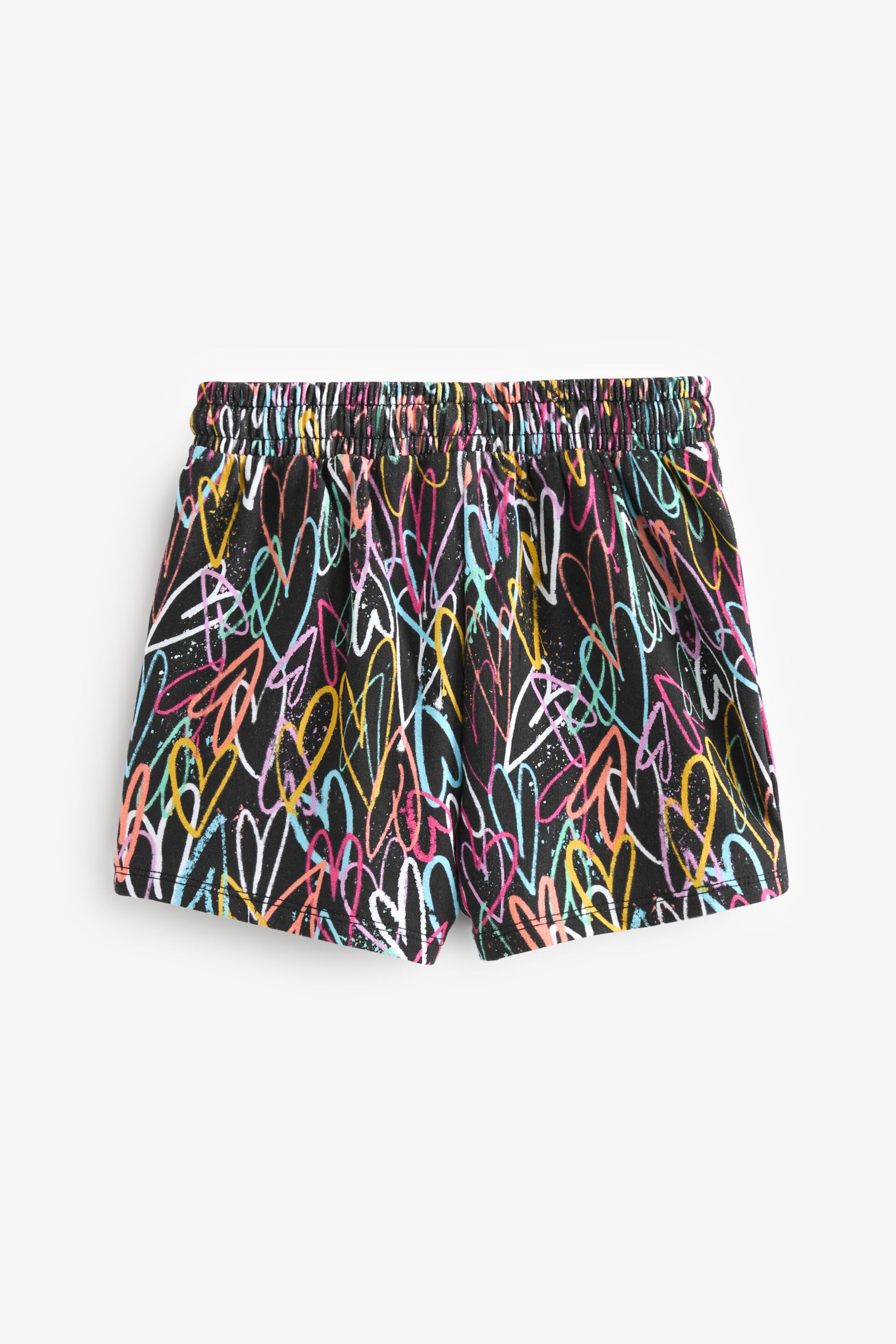 Black Graffiti Heart Jersey Shorts (3-16yrs) - Image 6 of 7