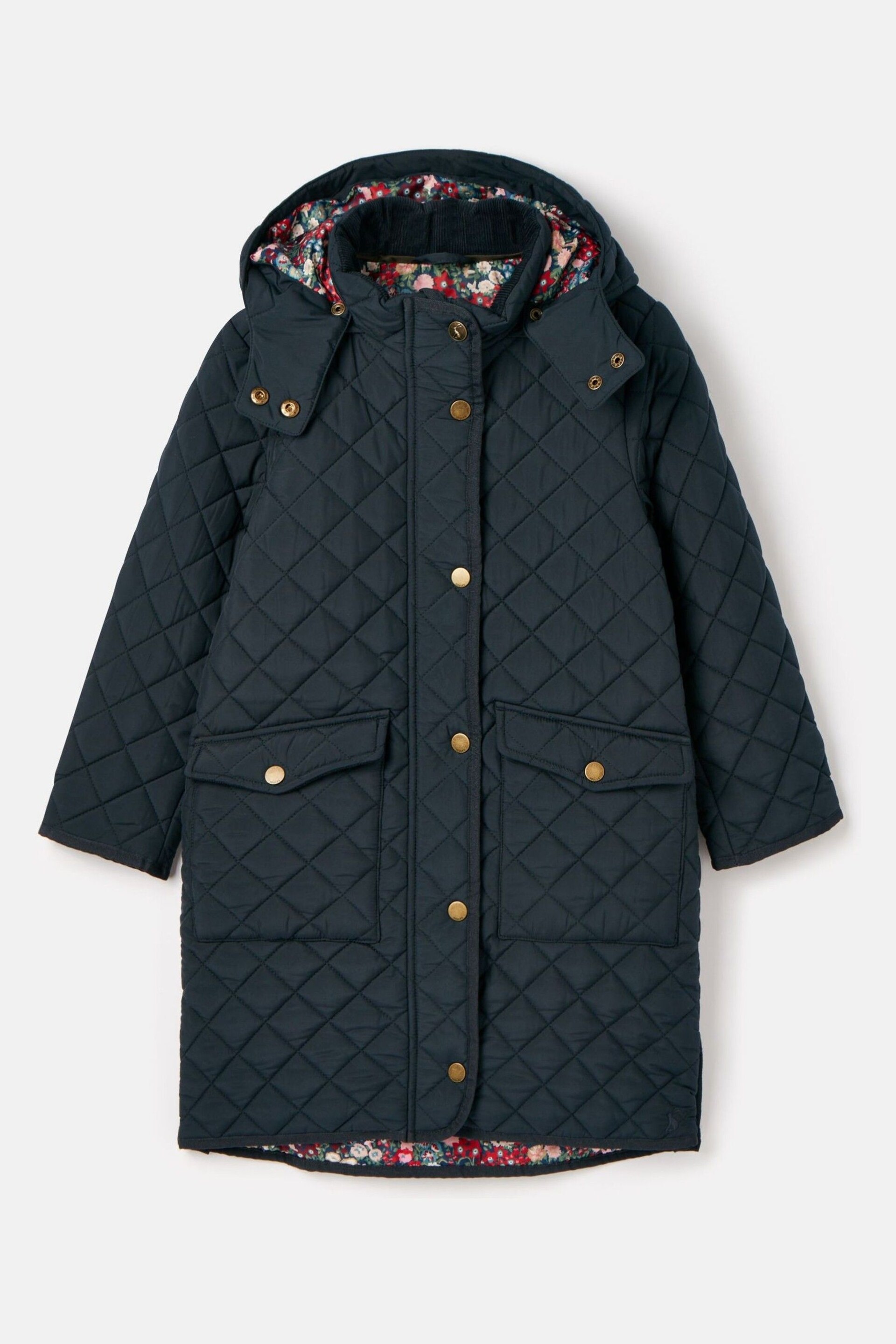 Joules Chatham Navy Showerproof Padded Quilted Coat - Image 1 of 7