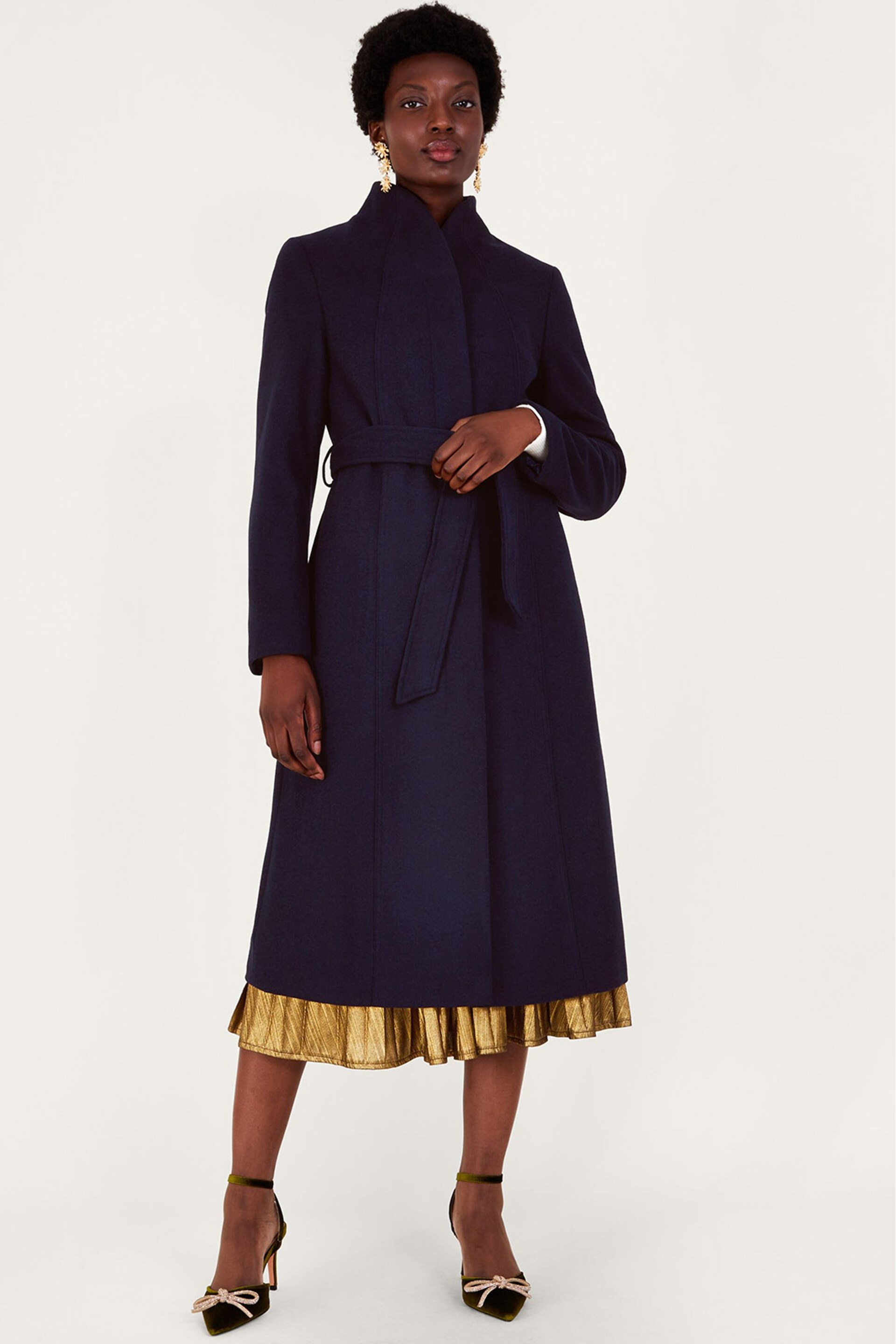 Monsoon Blue Saskia Belted Coat - Image 1 of 5