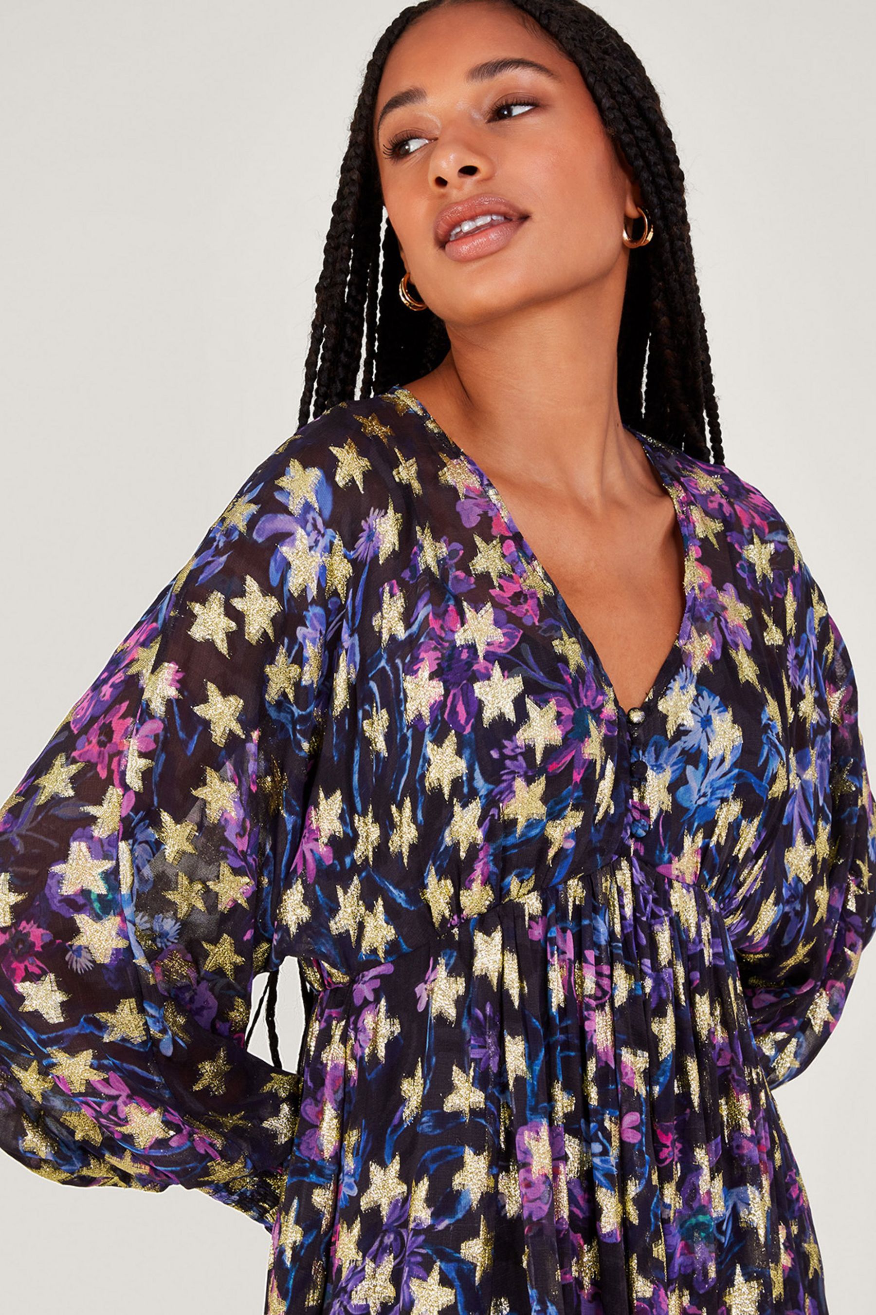 Buy Monsoon Lia Star Print Black Dress from Next Luxembourg