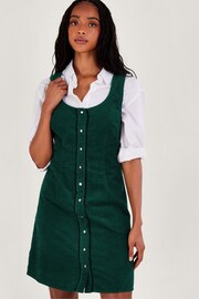 Monsoon Green Jumbo Cord Pinafore Dress - Image 1 of 4