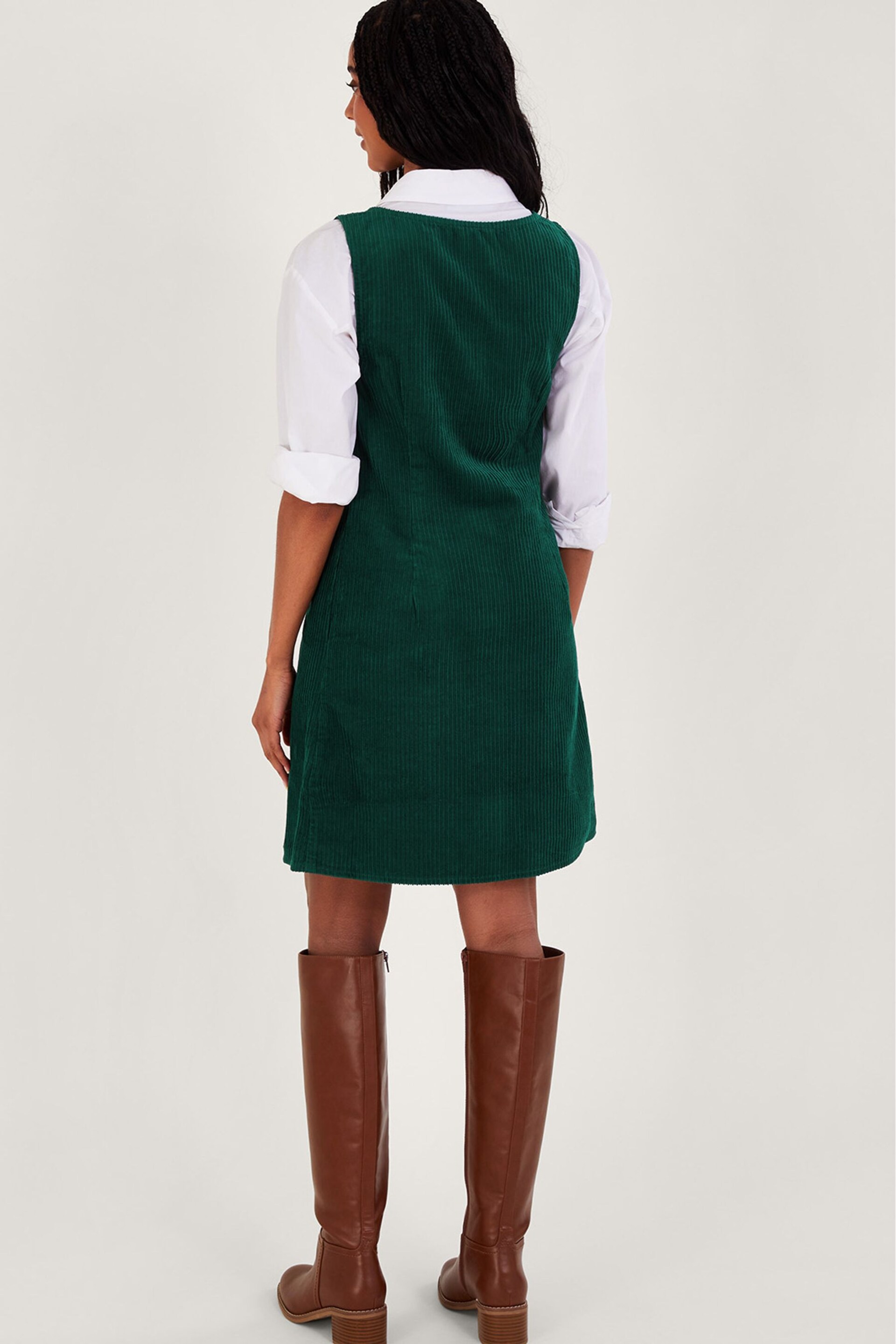 Monsoon Green Jumbo Cord Pinafore Dress - Image 2 of 4