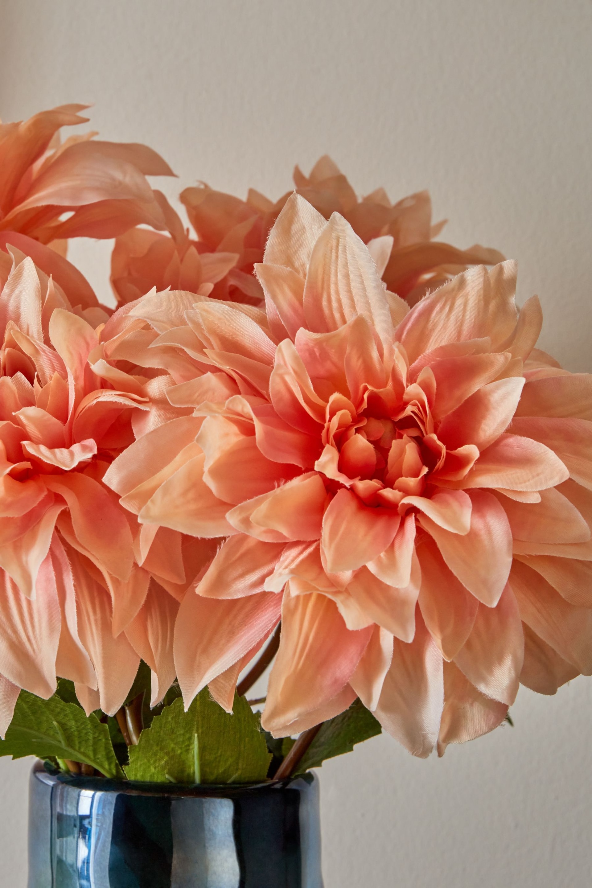 Set of 2 Coral Pink Artificial Dahlia Stems - Image 3 of 4
