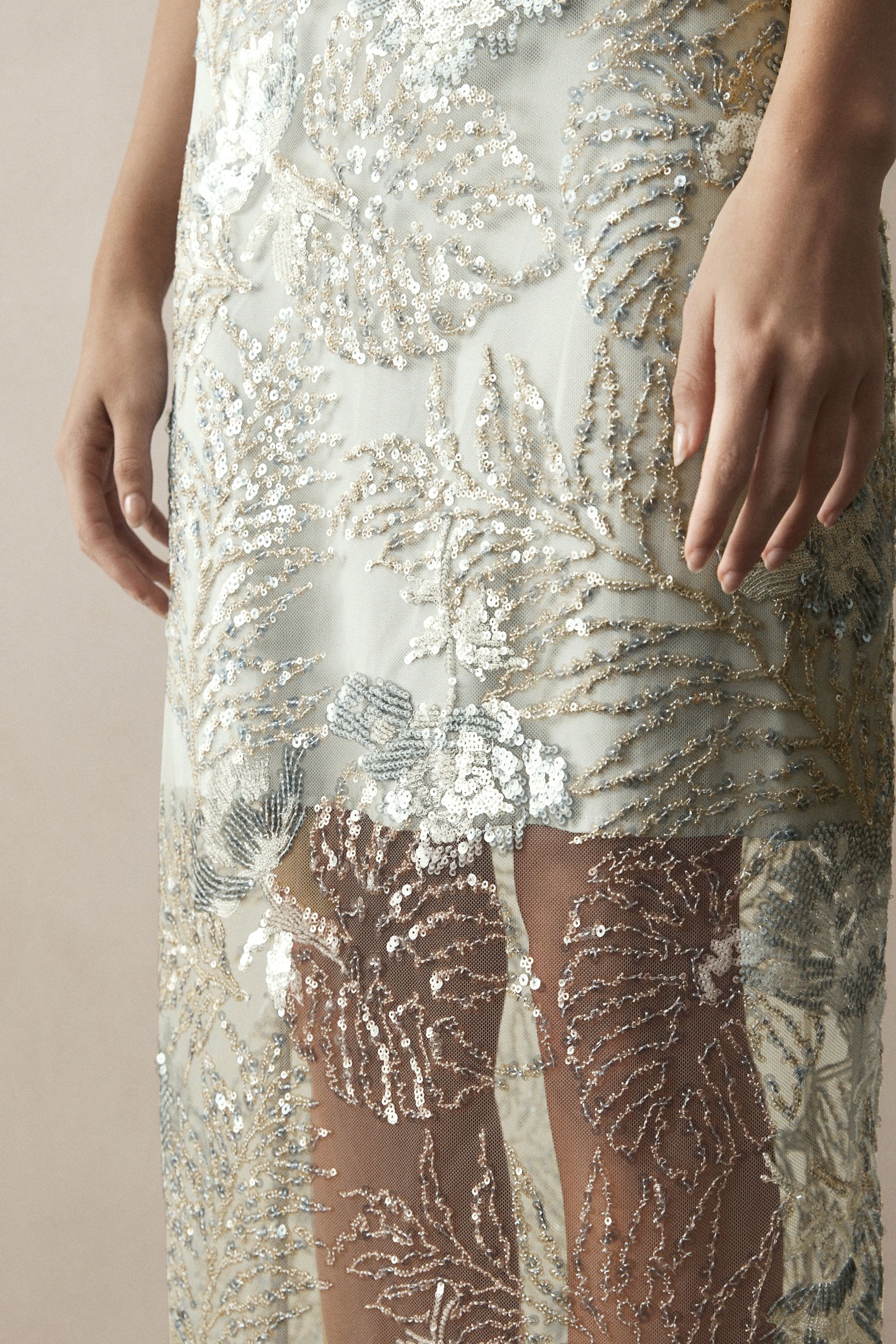 Buy Multi Sequin Embroidered Column Maxi Dress from Next Luxembourg