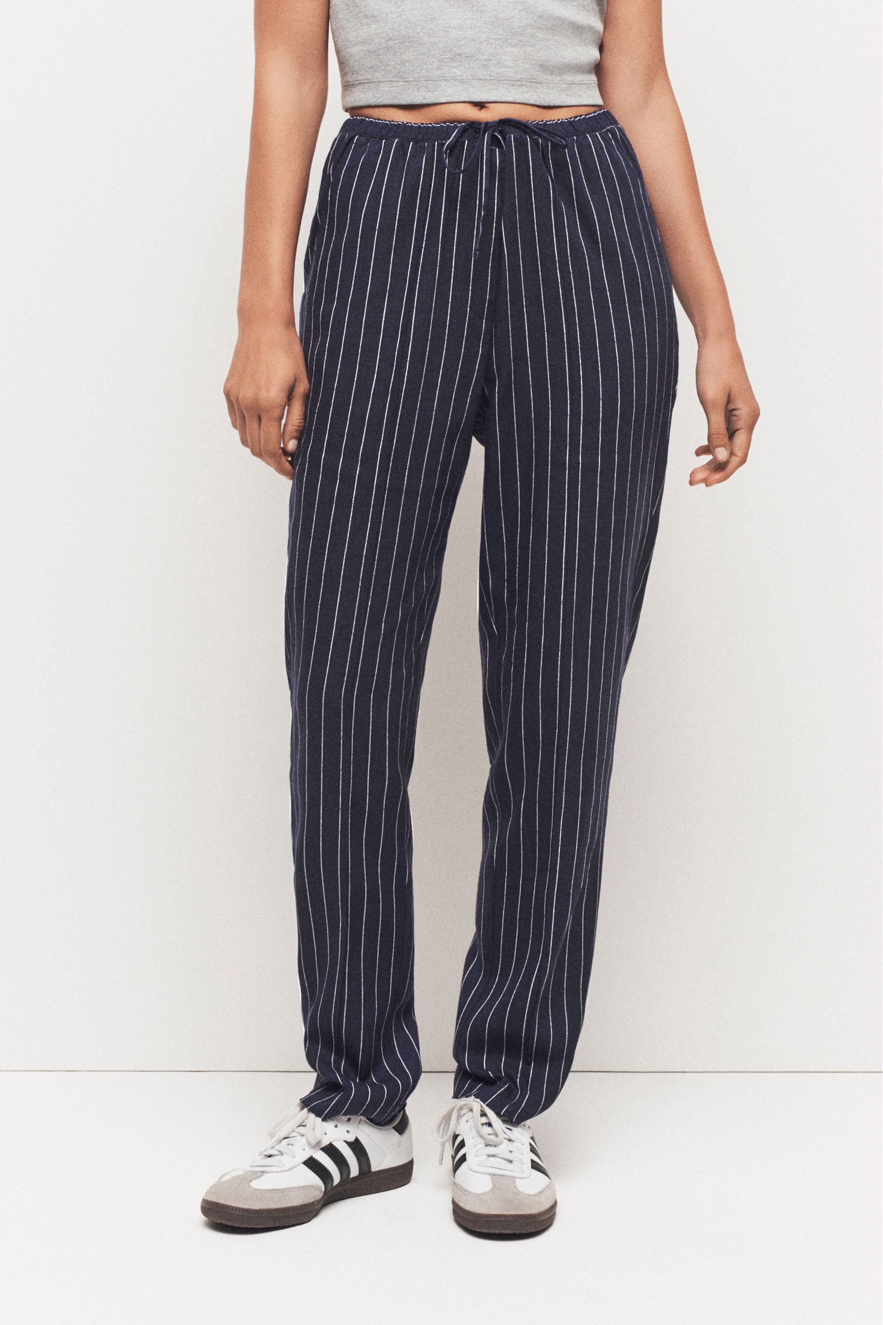 Striped tapered trousers cheap