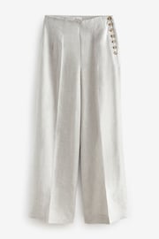 灰色 - Premium 100% Linen Wide Leg Trousers - 圖片 4/5