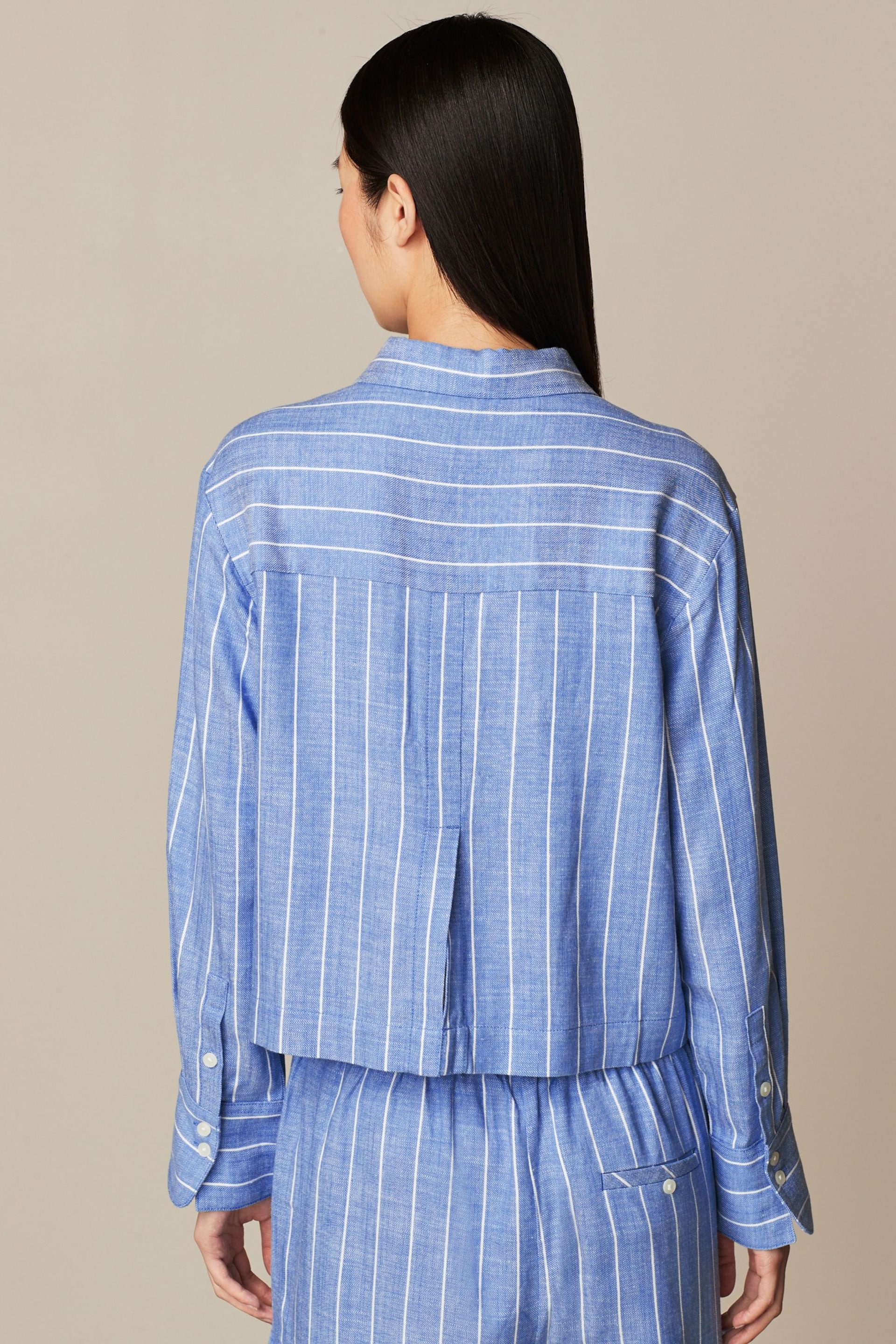 Blue/White Linen Striped Shirt - Image 4 of 7