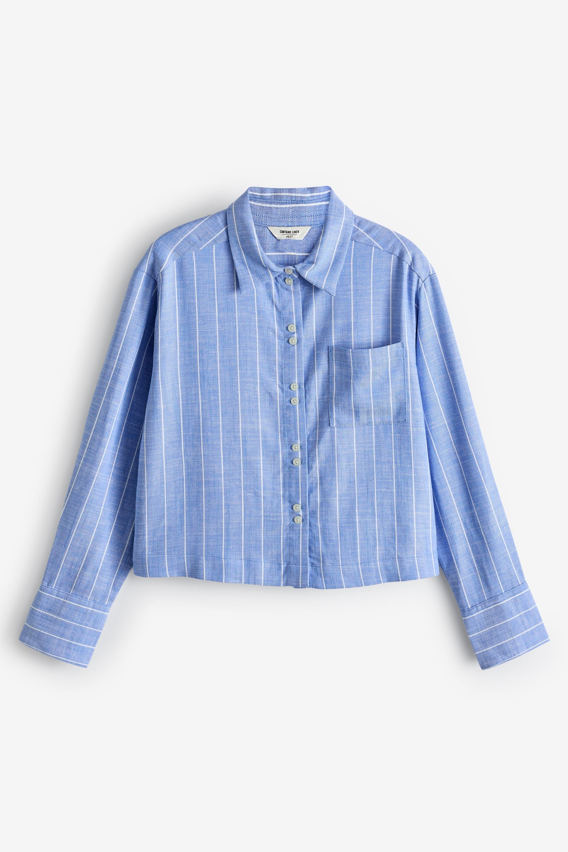 Blue/White Linen Striped Shirt - Image 6 of 7
