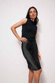 Black Satin Midi Skirt - Image 1 of 5