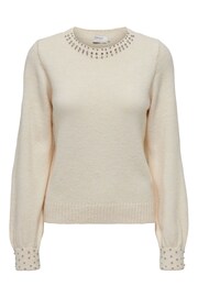 ONLY Cream Embellished Trim Knitted Jumper - Image 4 of 5