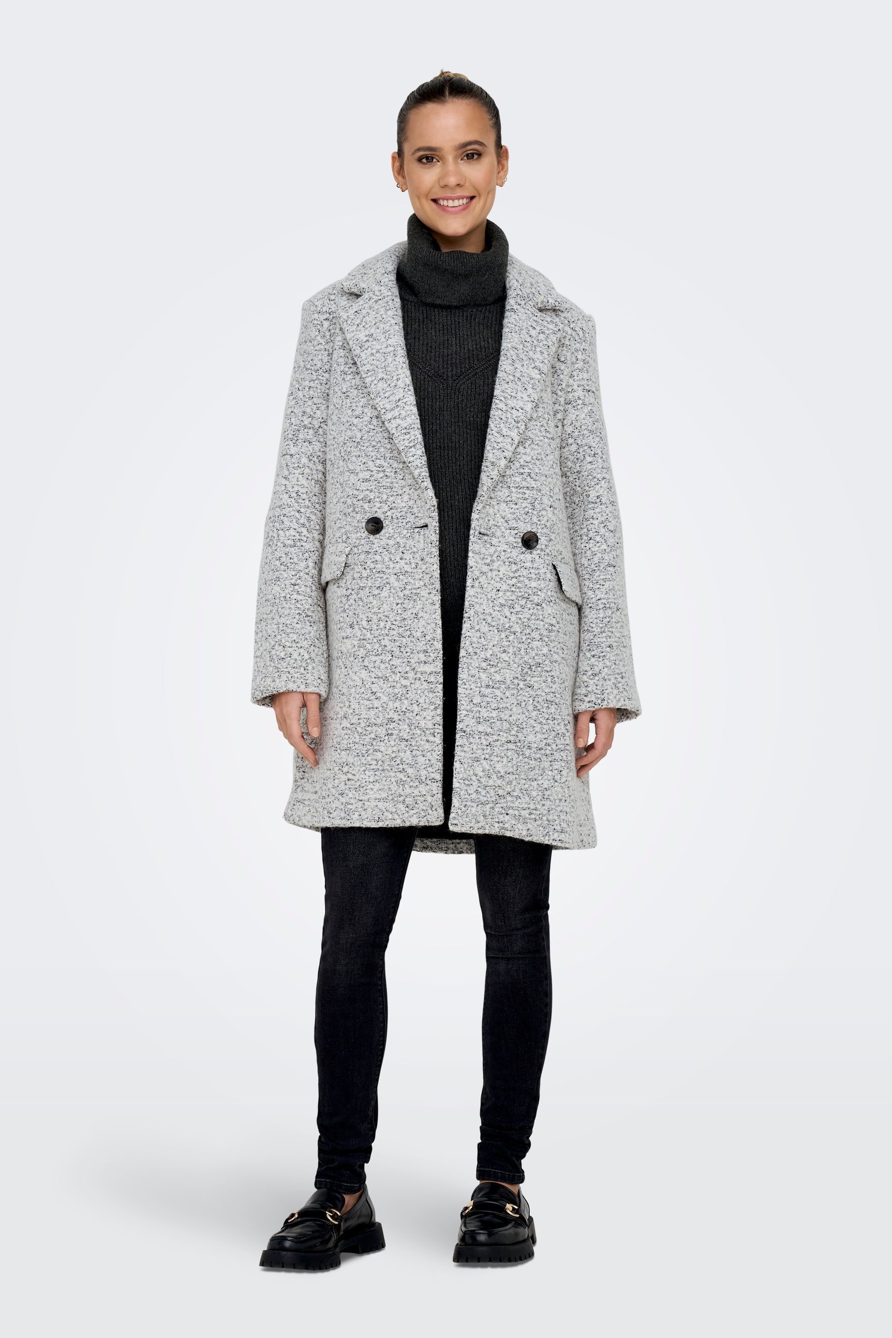 Buy ONLY Grey Boucle Wool Blend Tailored Coat from Next Luxembourg