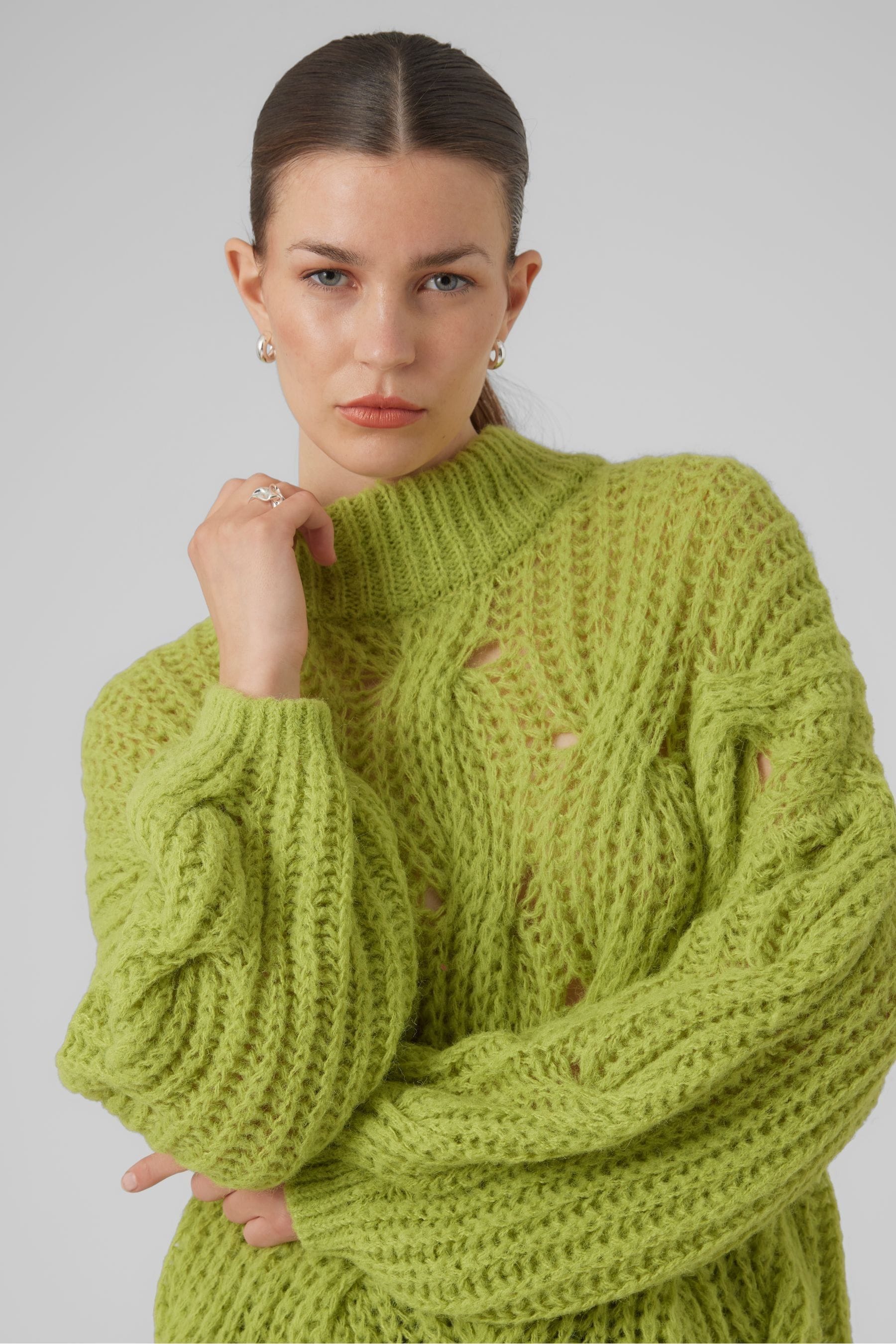 Green chunky knit jumper shop