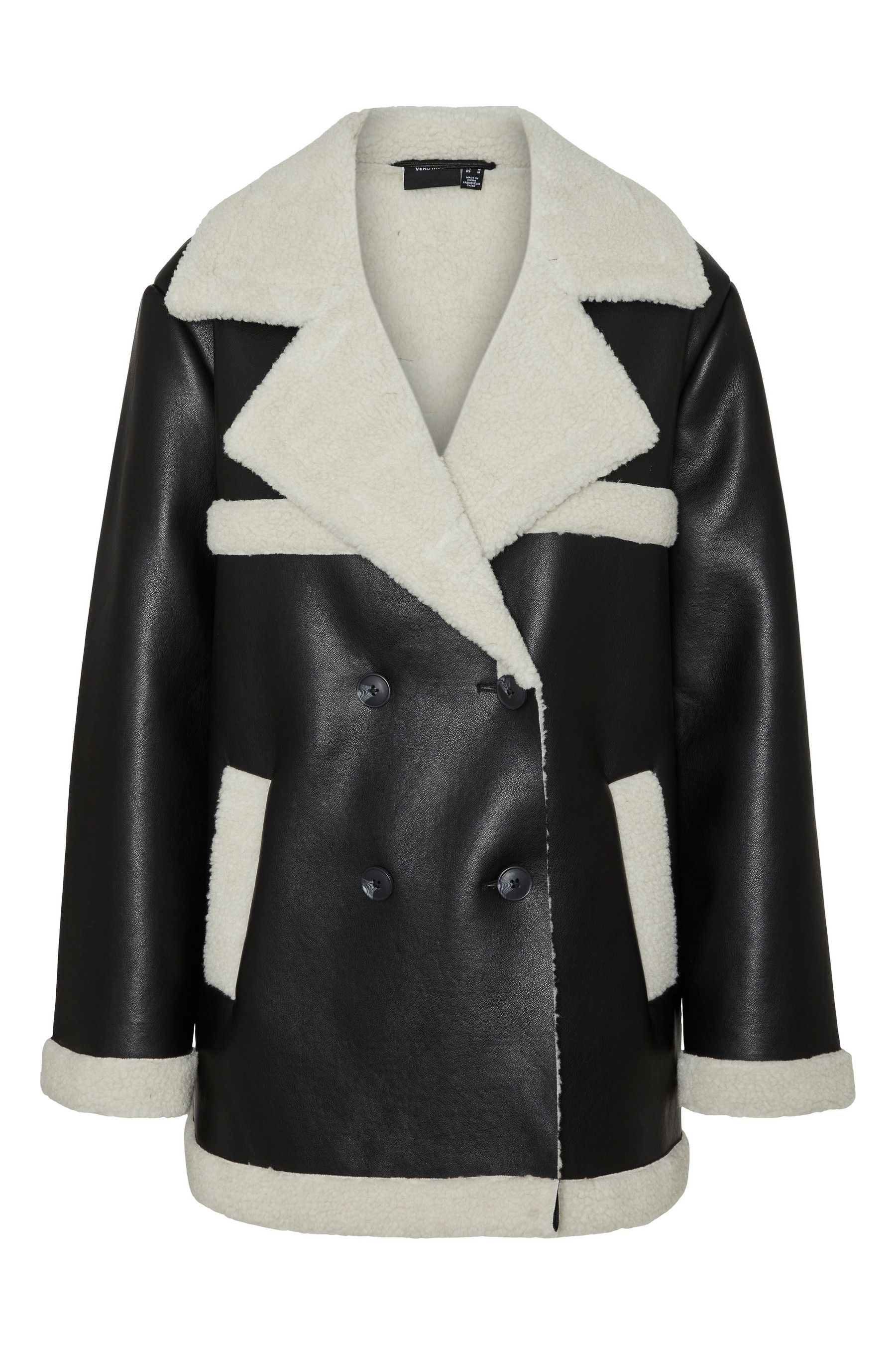 Vero moda faux leather aviator jacket discount
