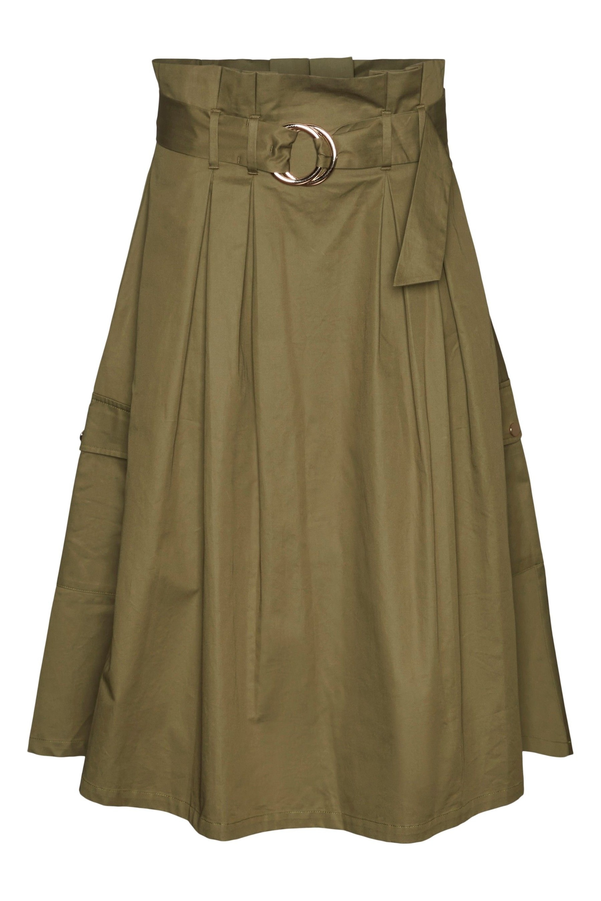 VERO MODA Green Belted A-Line Cargo Utility Midi Skirt - Image 4 of 4