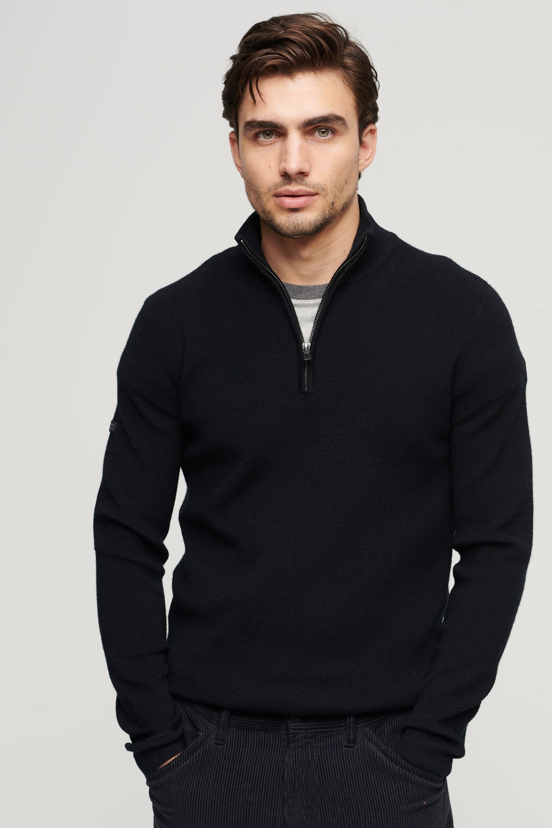 Buy Superdry Black Merino Quarter Zip Jumper from Next Malta