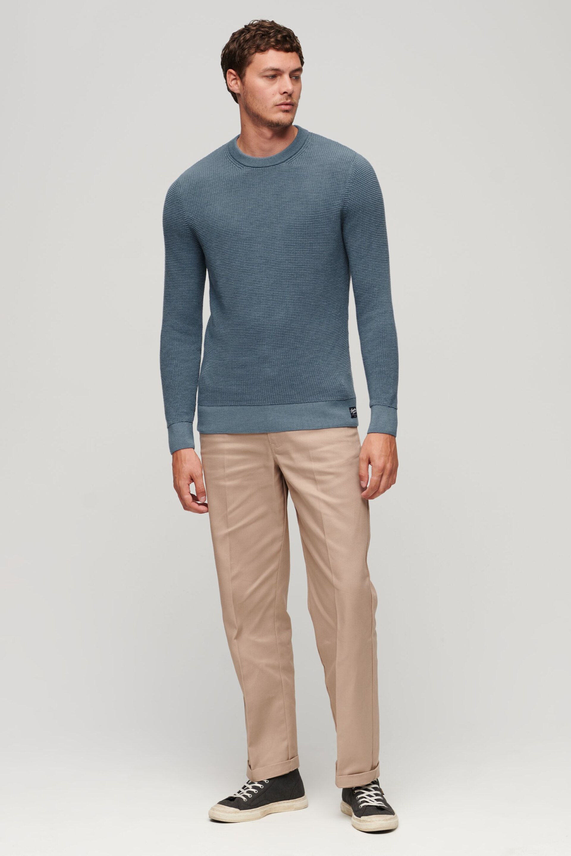 Superdry Blue Chrome Textured Crew Knit Jumper - Image 2 of 6