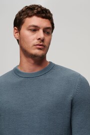 Superdry Blue Chrome Textured Crew Knit Jumper - Image 3 of 6