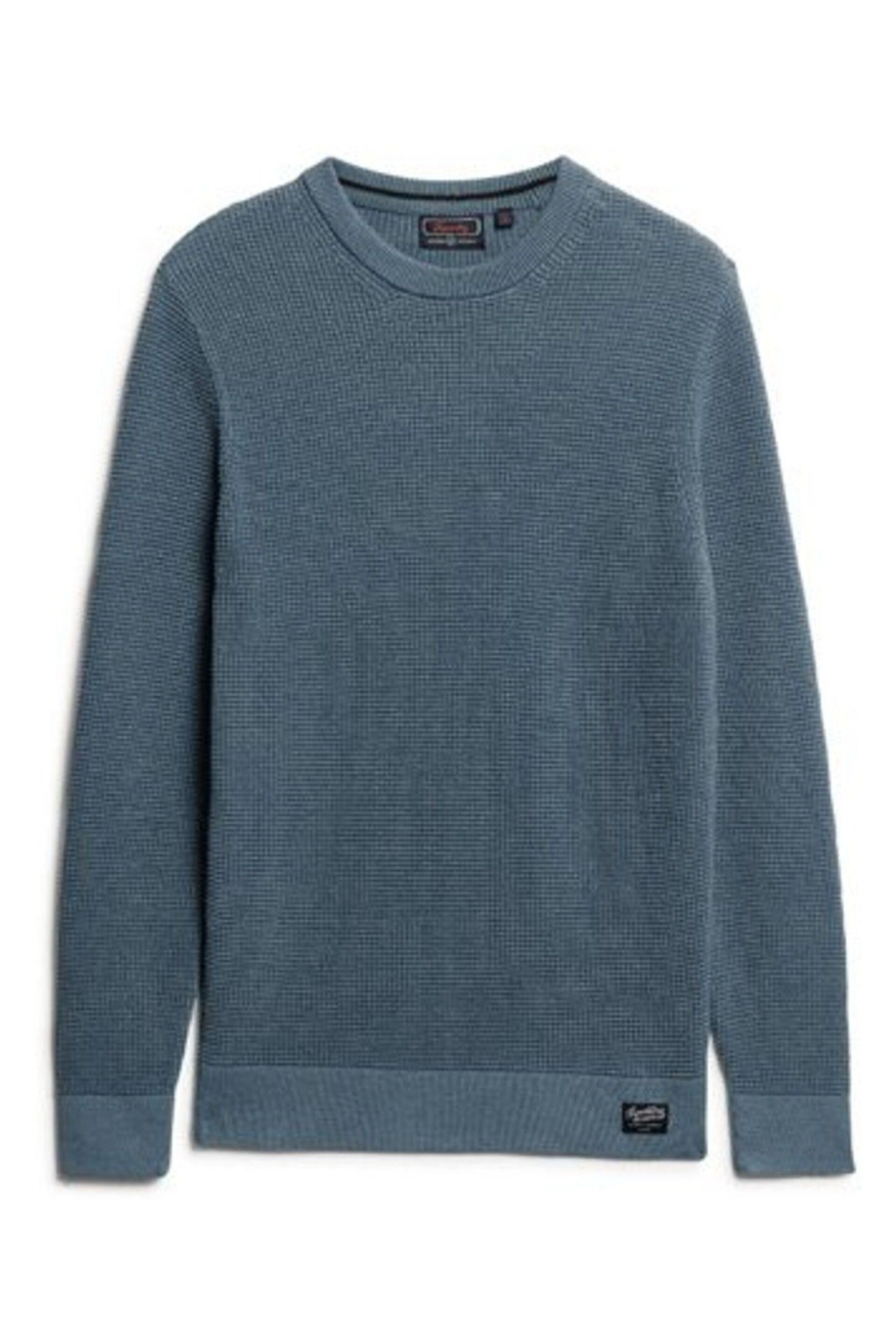 Superdry Blue Chrome Textured Crew Knit Jumper - Image 4 of 6