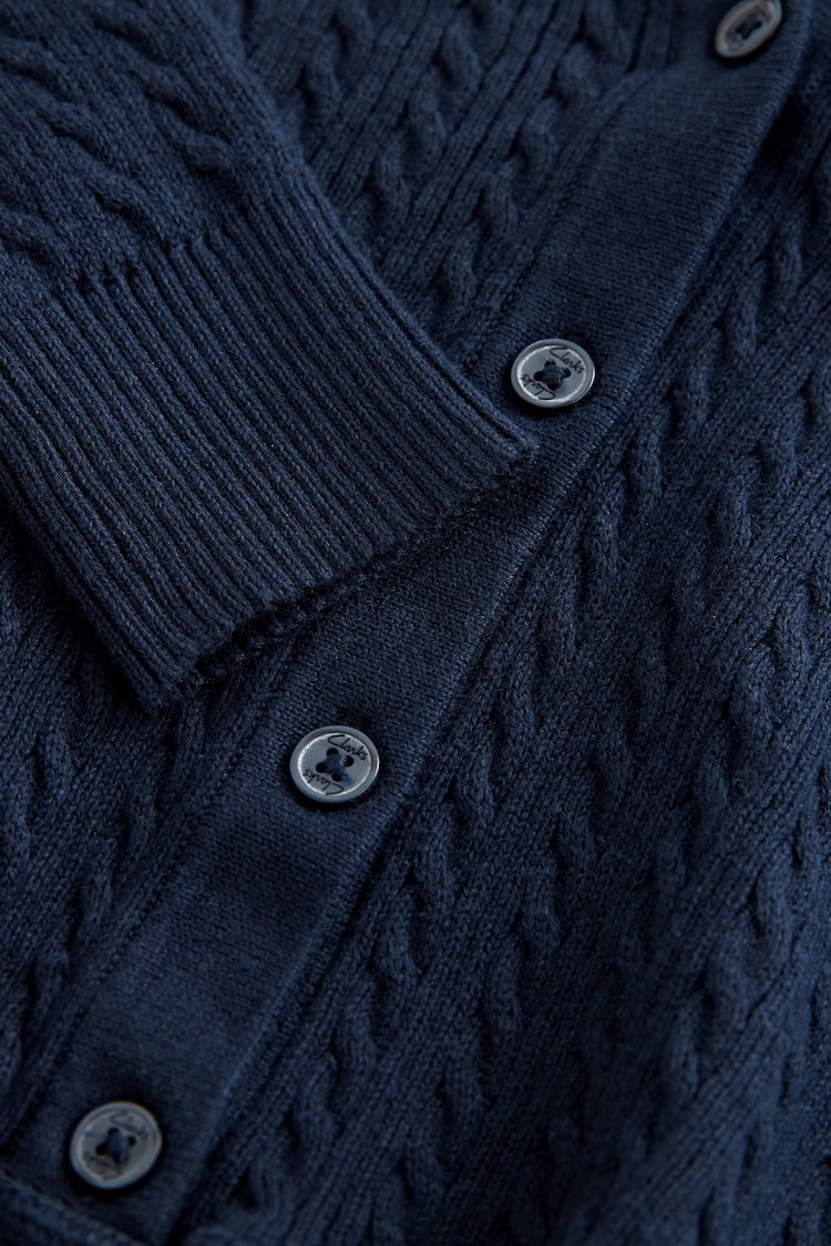 Clarks Navy School Cable Knit Cardigan - Image 9 of 9