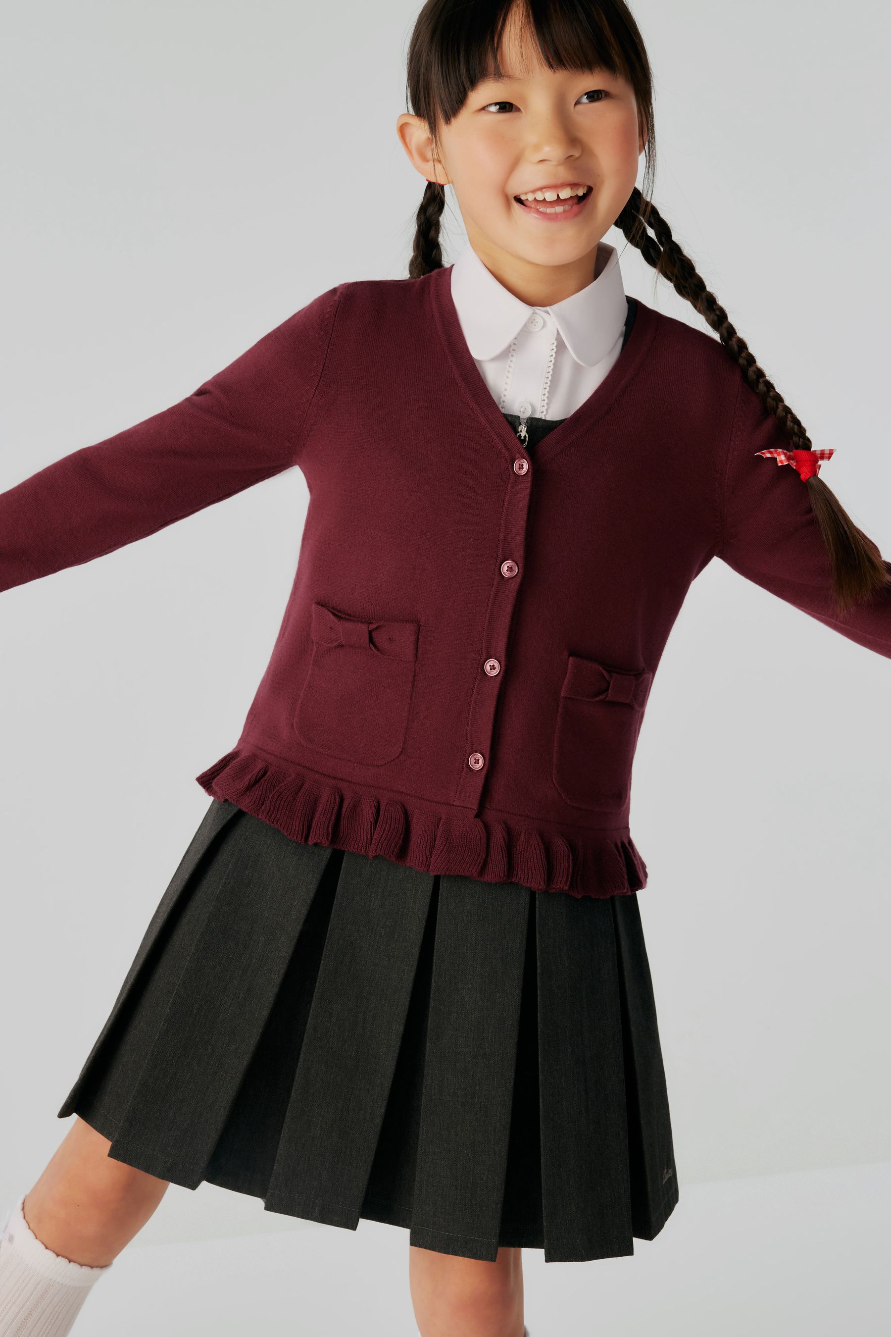 Buy Clarks Burgundy Red School V Neck Cardigan from Next Canada