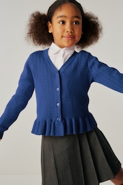 Clarks Blue School Cable Knit Cardigan - Image 2 of 5