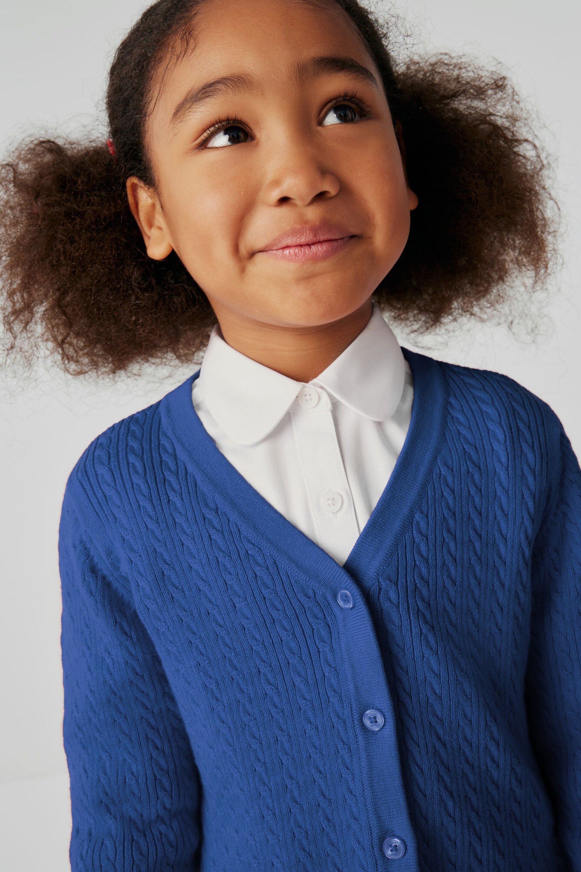 Clarks Blue School Cable Knit Cardigan - Image 4 of 5