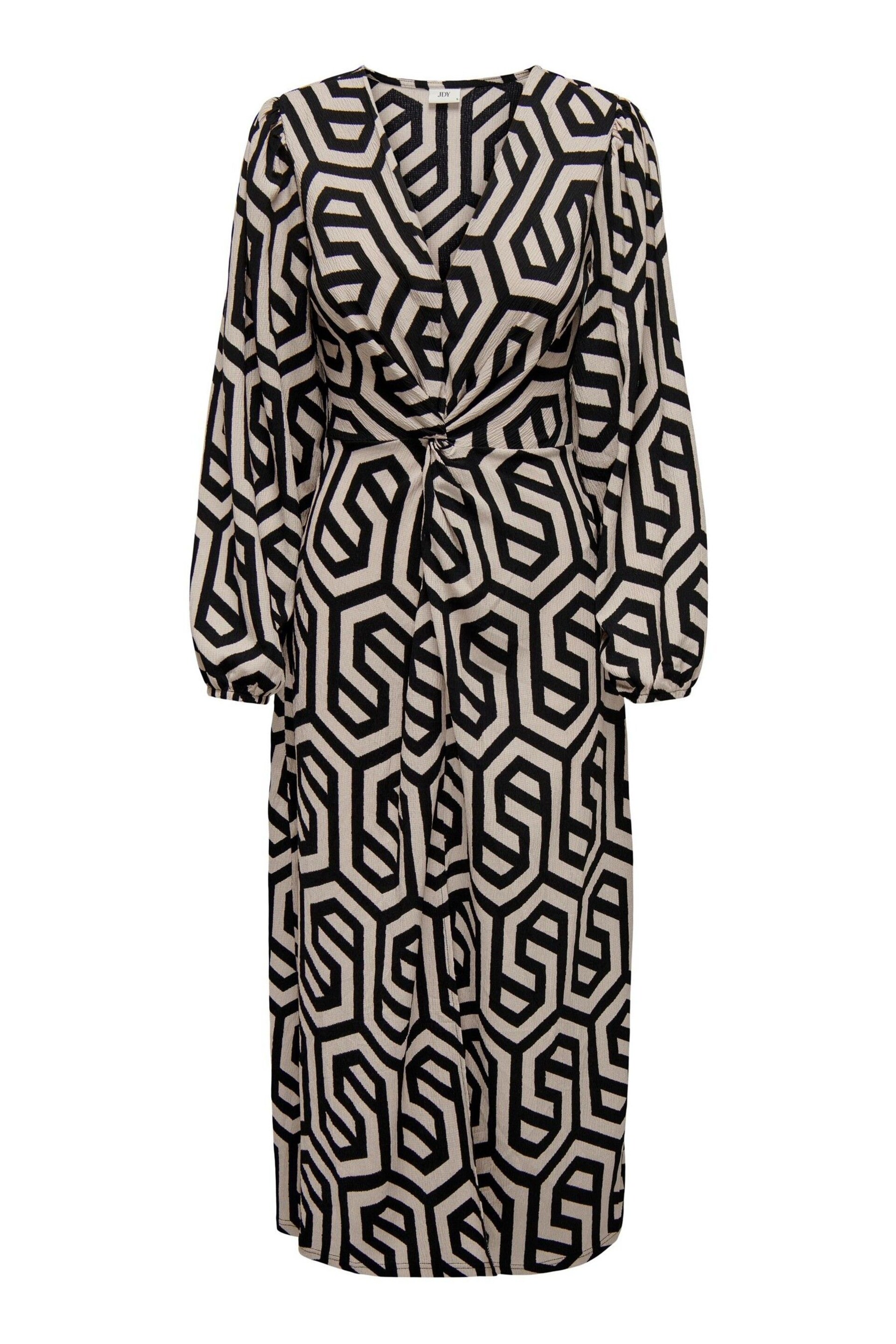 JDY Black Abstract Print V-Neck Midi Dress - Image 6 of 6