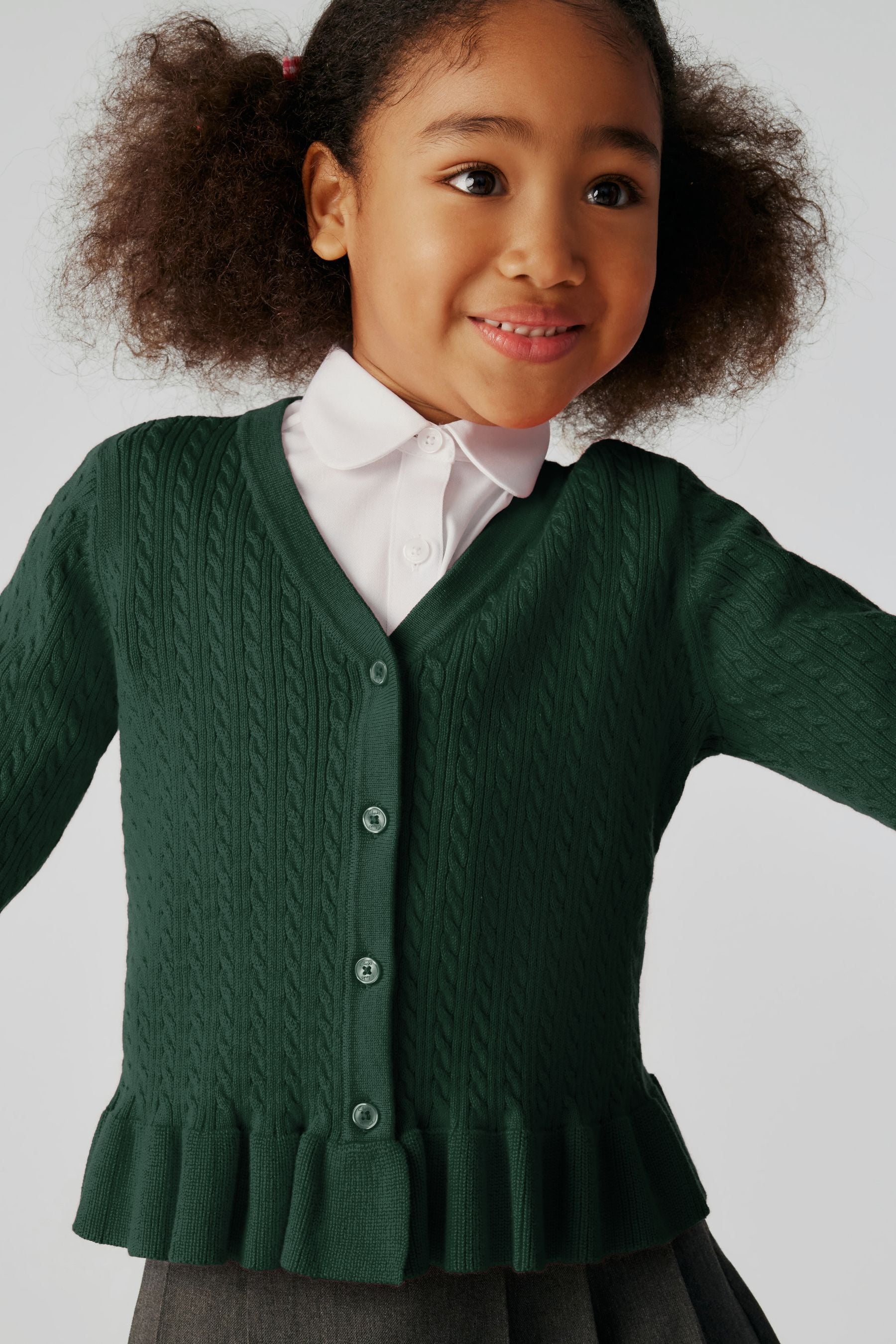 Buy Clarks Green School Cable Knit Cardigan from Next Luxembourg