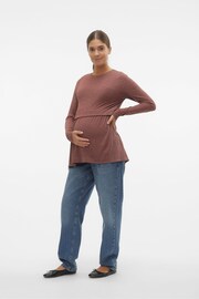 Mamalicious Brown Maternity 2 In 1 Nursing Super Soft Knitted Top - Image 3 of 5