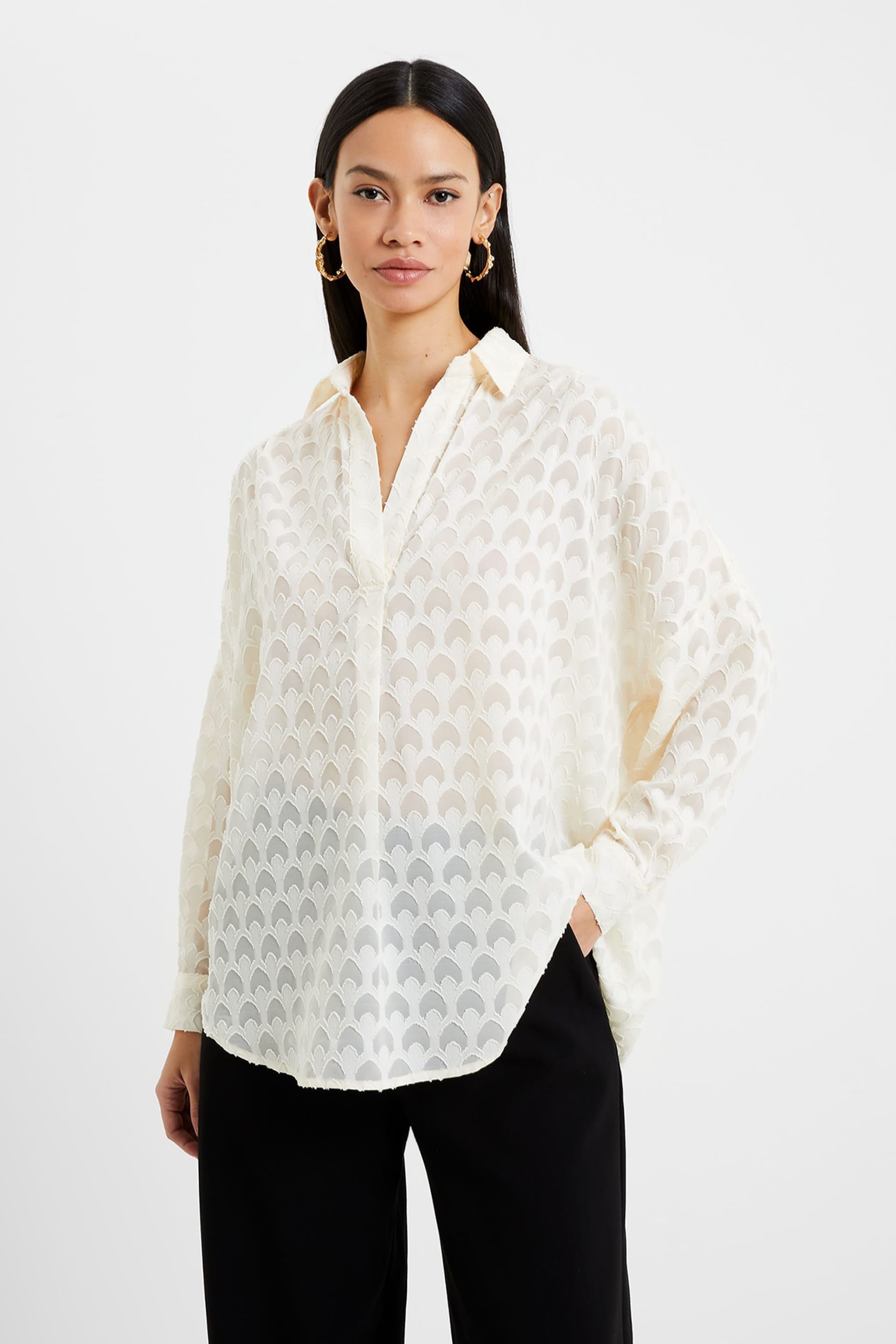French Connection Geo Burnout Popover Shirt - Image 1 of 4