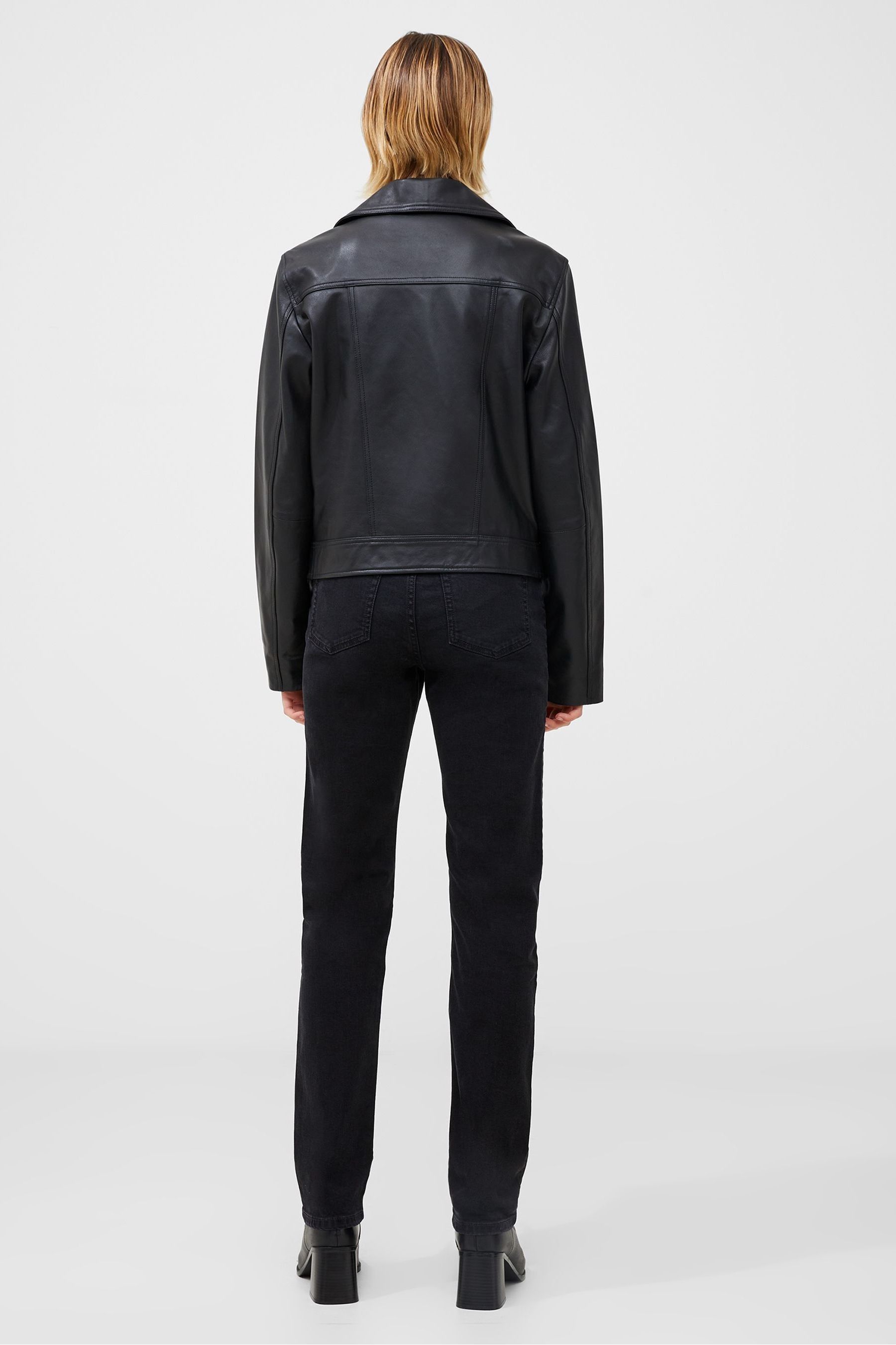 French connection black leather jacket shop