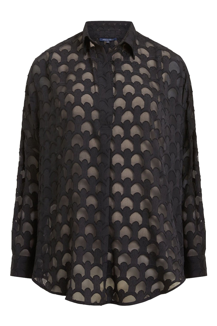 French Connection Black Geo Burnout Popover Shirt - Image 4 of 4