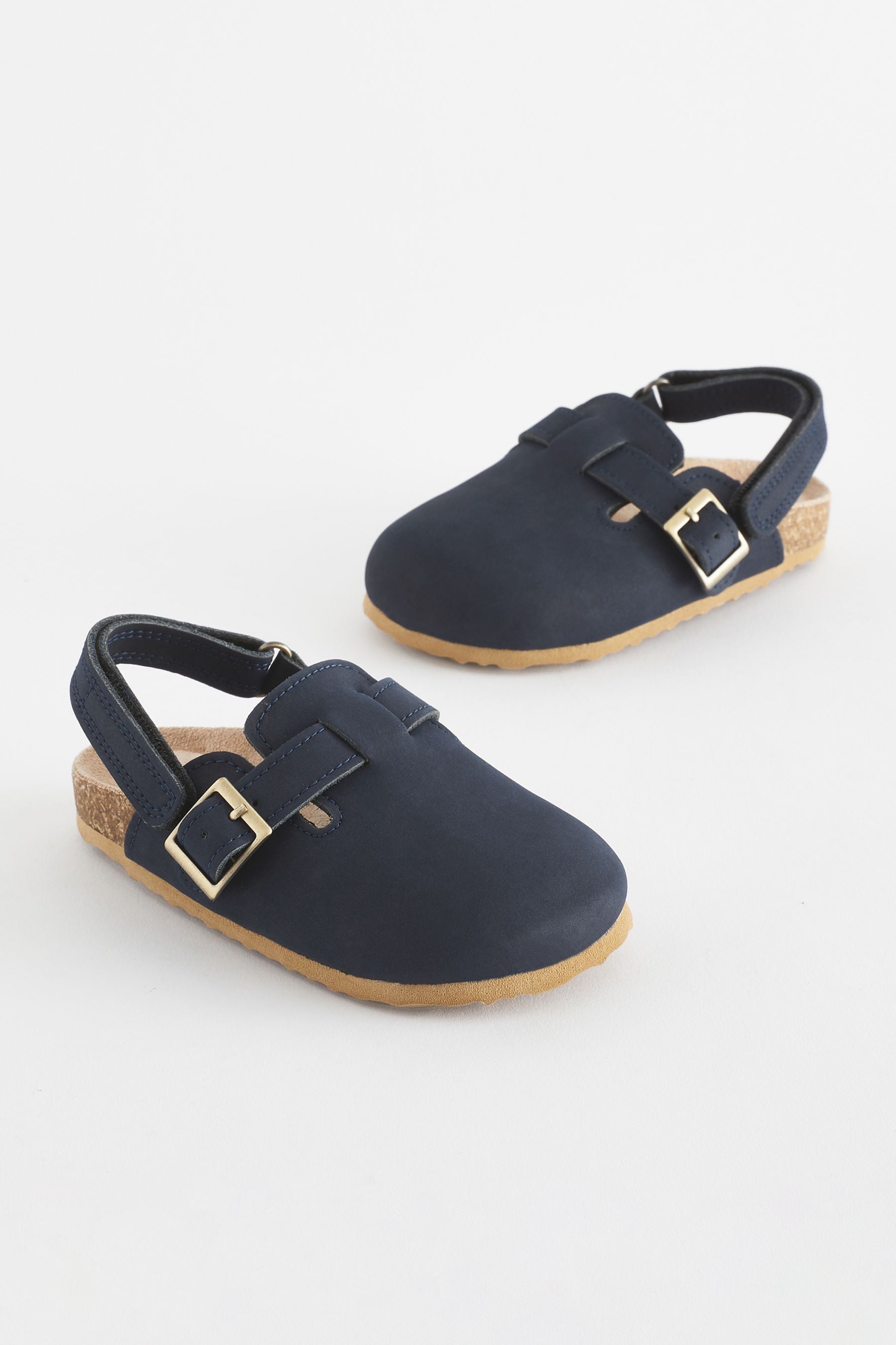 Buy Navy Leather Slip On Clog Mules from Next Luxembourg
