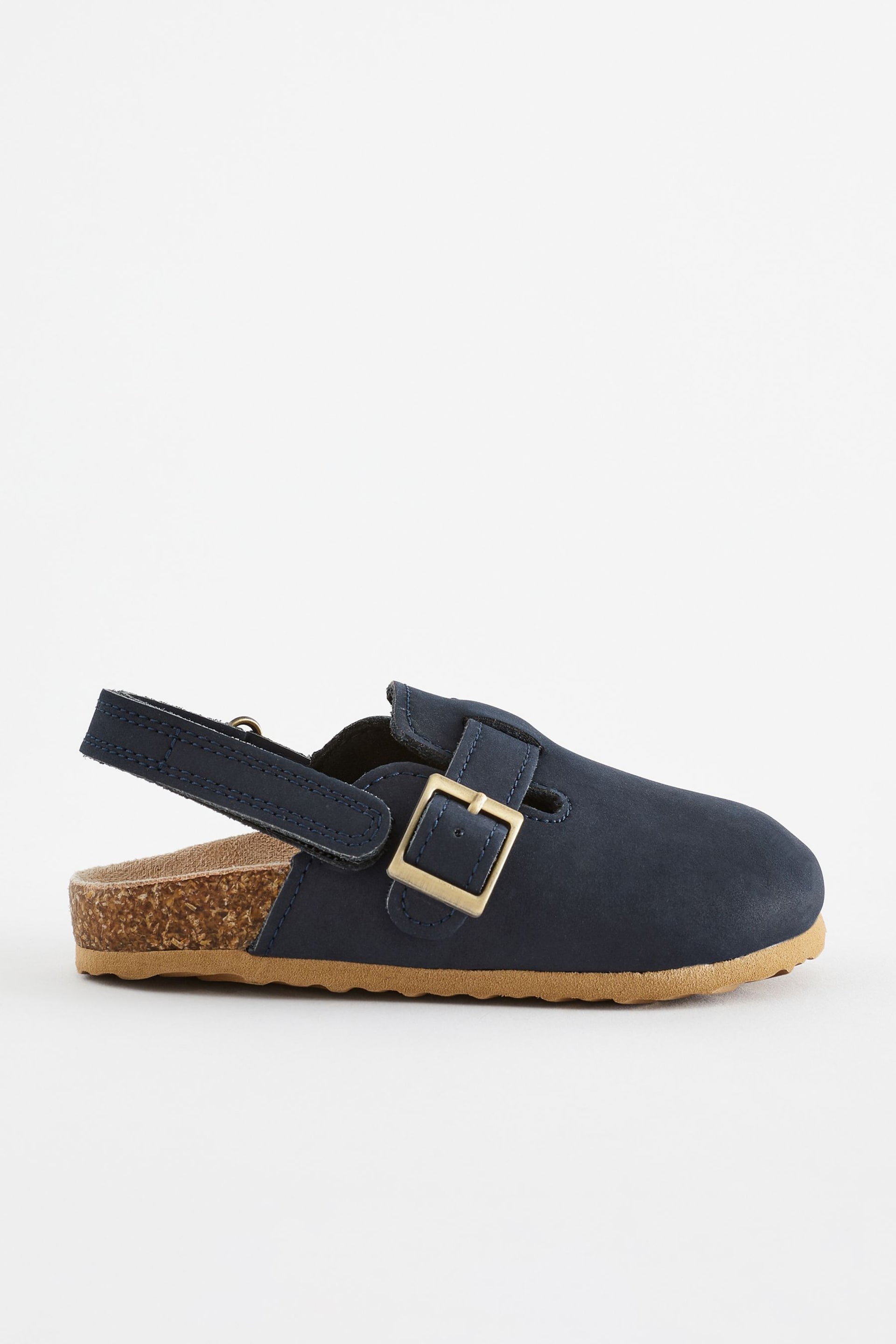 Navy Leather Slip-On Clog Mules - Image 2 of 5