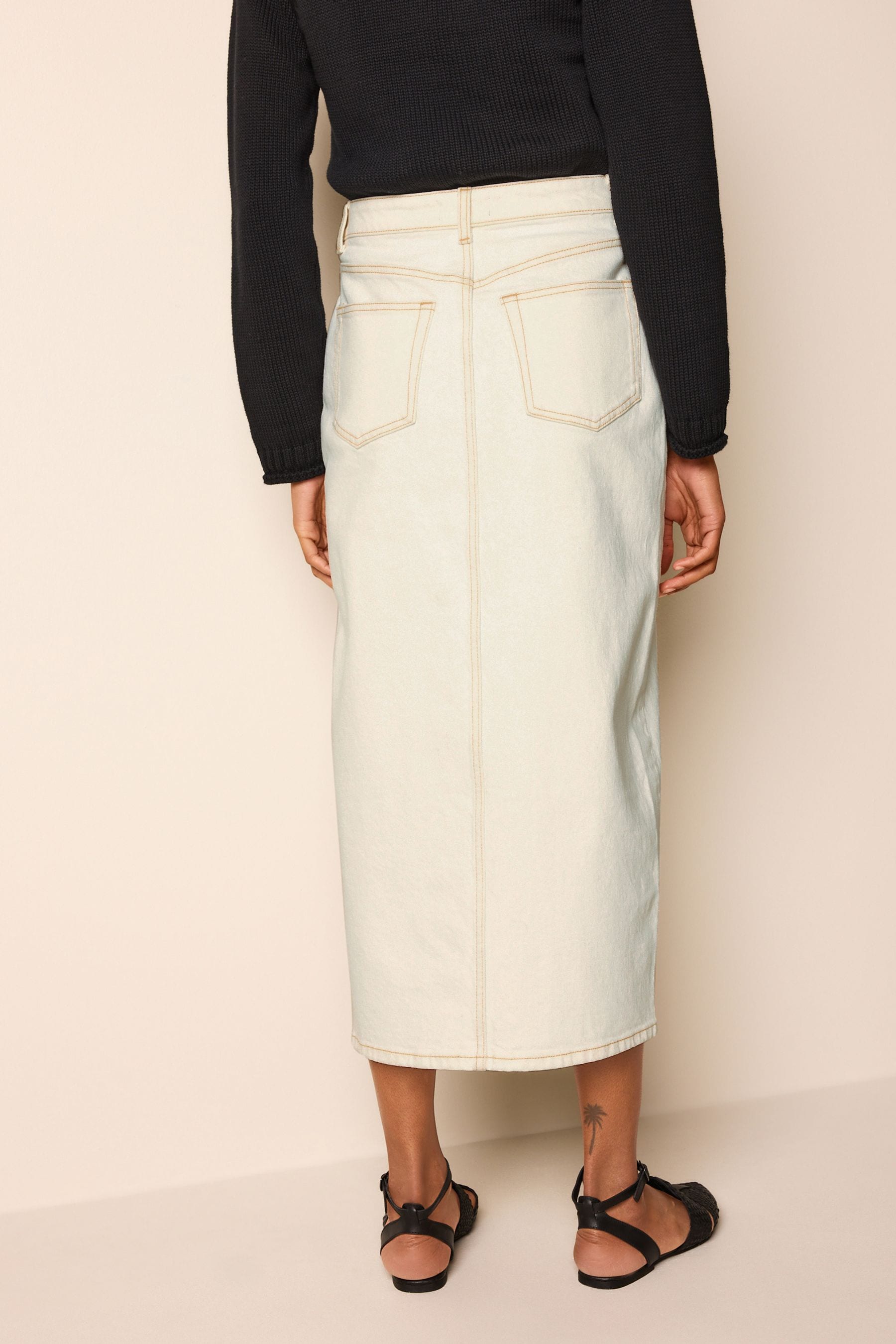 Buy Ecru White Denim Maxi Skirt from Next Germany