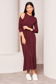 Lipsy Burgundy Red Sleeveless Rib Midi Summer Dress - Image 2 of 4