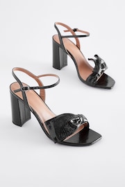 Black Forever Comfort Bow Block Heel Sandals - Image 3 of 8